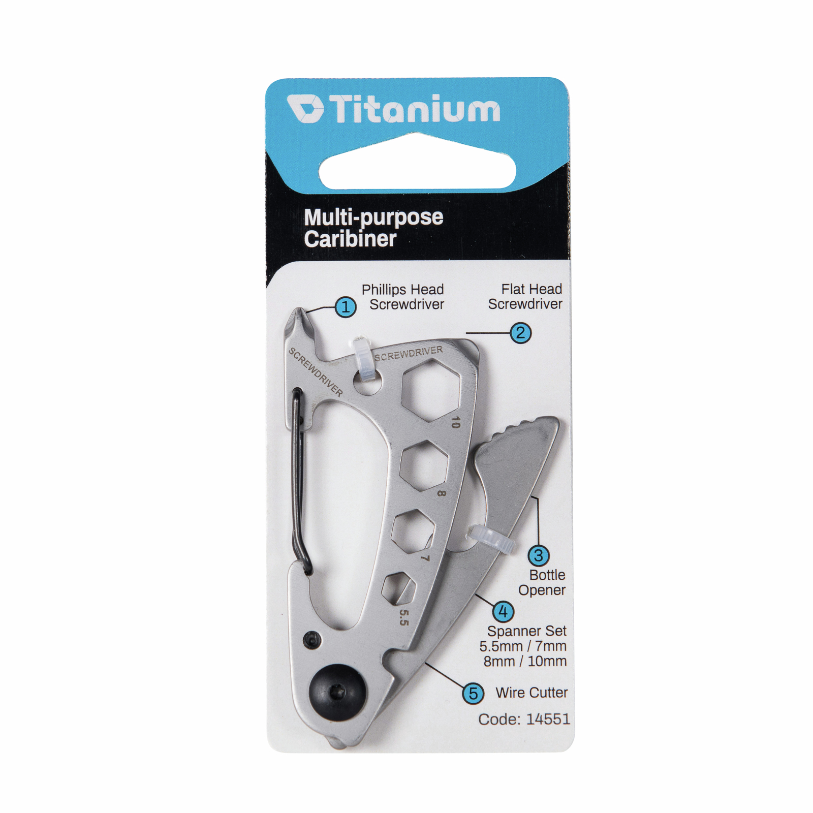 Titanium 77mm Stainless Steel Multi Purpose Carabiner