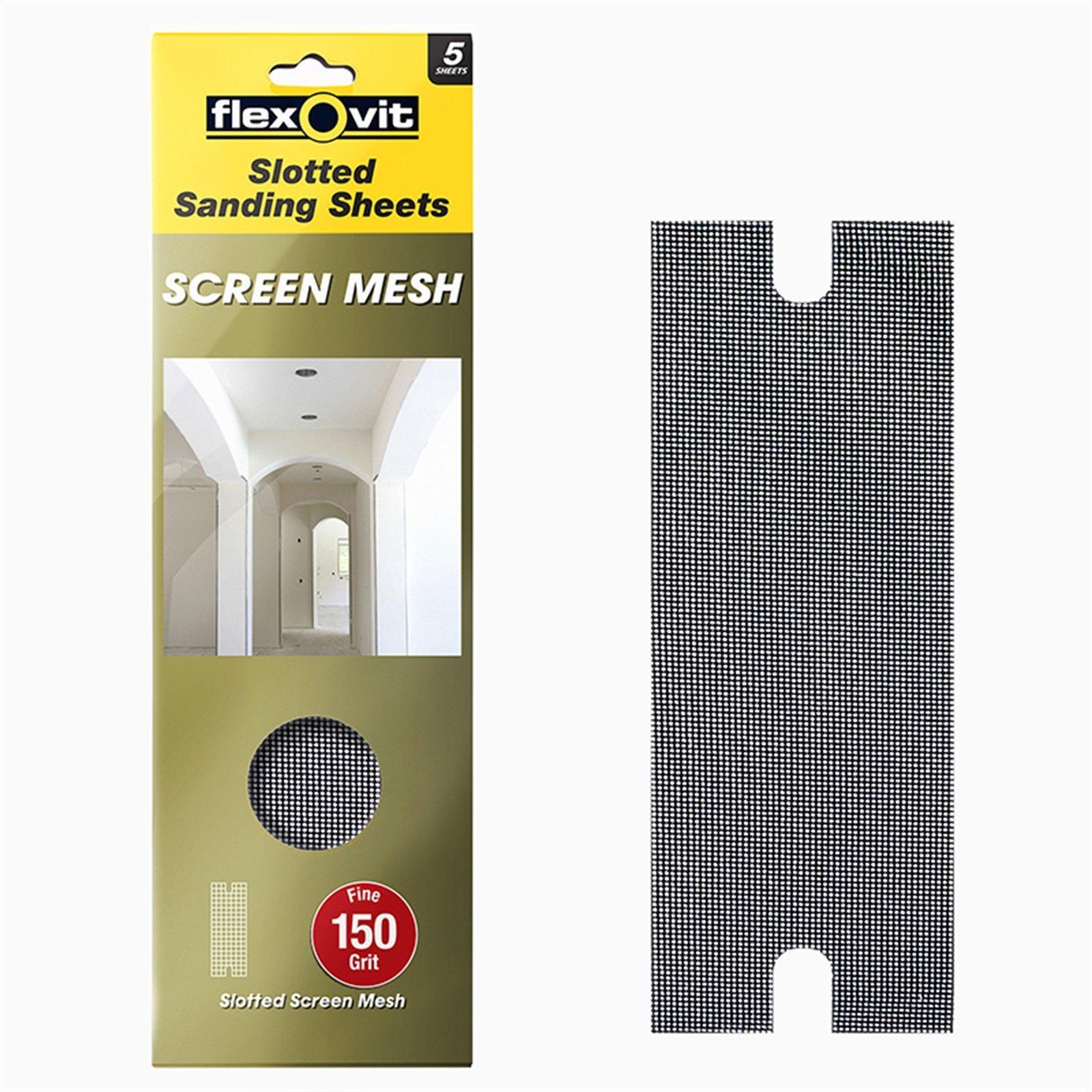 Flexovit 108 x 372mm 150 Grit Plaster Slotted Mesh Sheet - 5 Pack