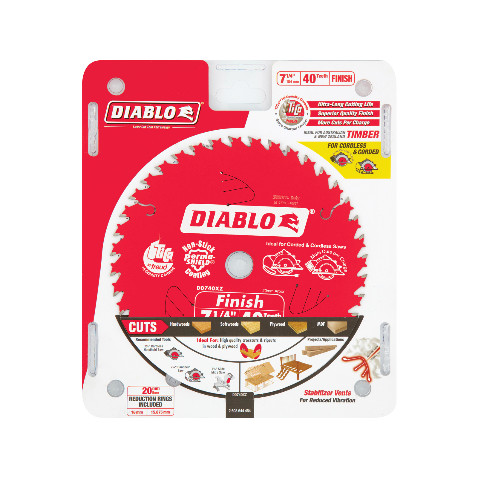 Diablo 184mm 40T Fine Finish Circular Saw Blade