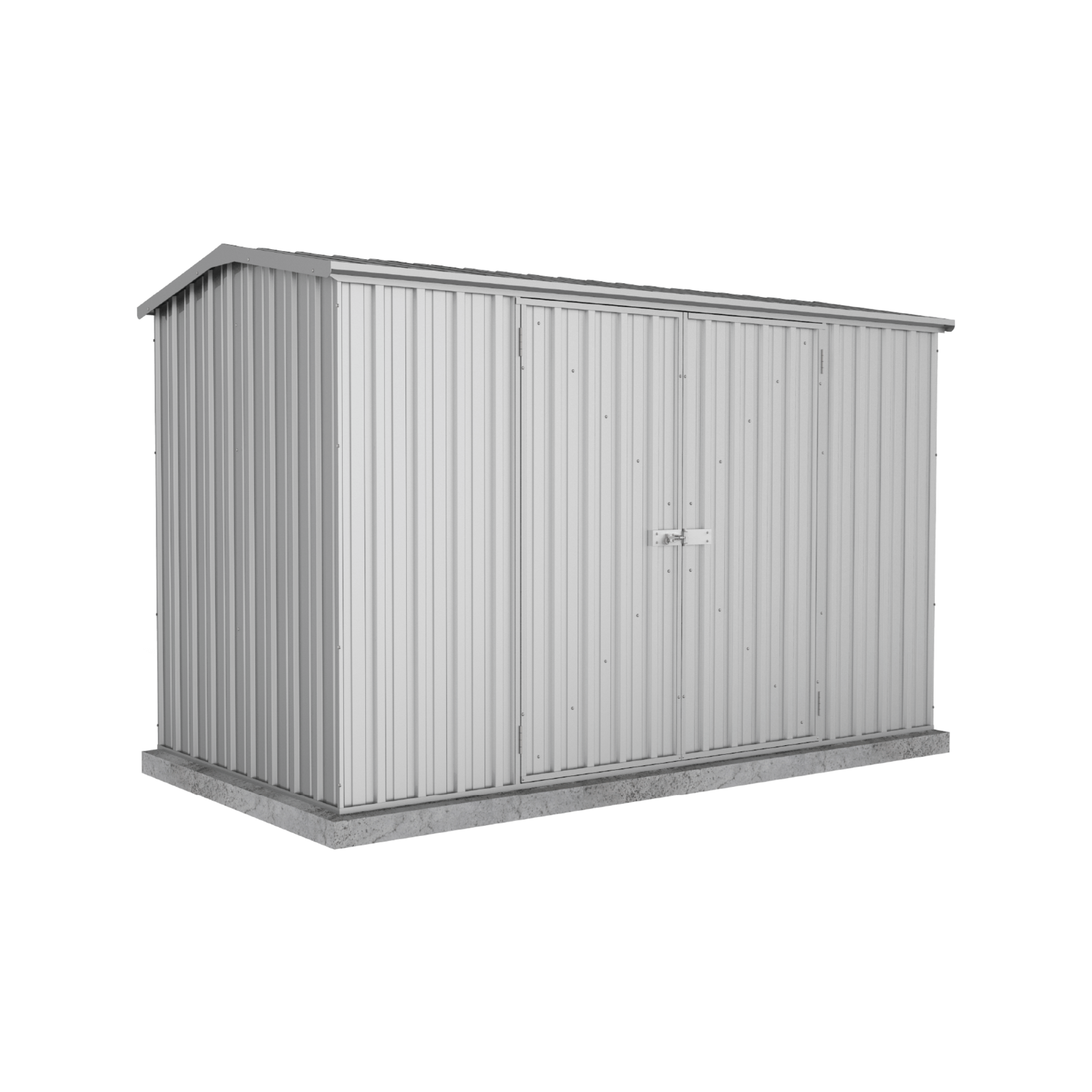 Absco Sheds 3.0 x 1.52 x 1.95m Zincalume Premier Double Door Garden Shed