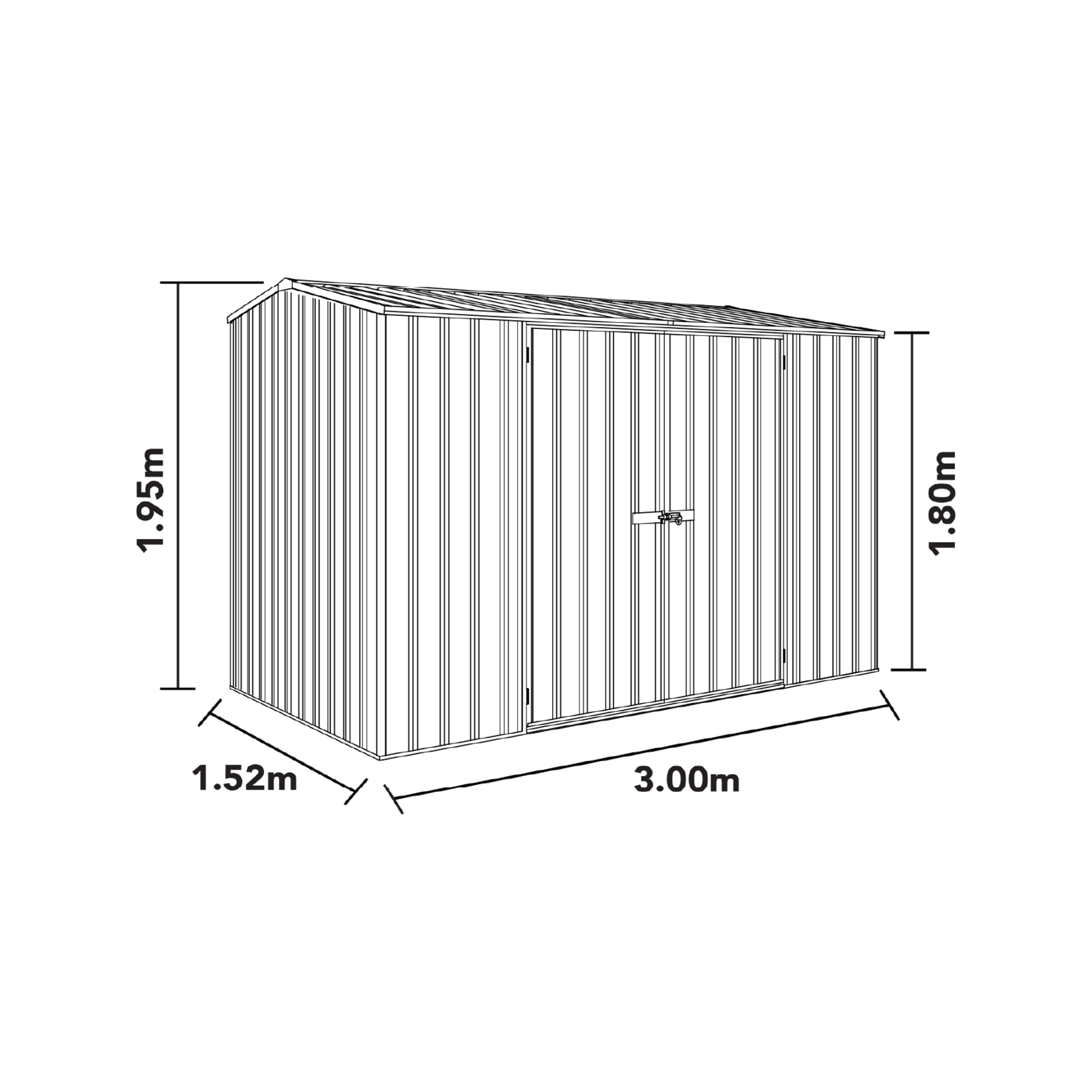 Absco Sheds 3.0 x 1.52 x 1.95m Zincalume Premier Double Door Garden Shed 3 Absco Sheds 3.0 x 1.52 x 1.95m Zincalume Premier Double Door Garden Shed