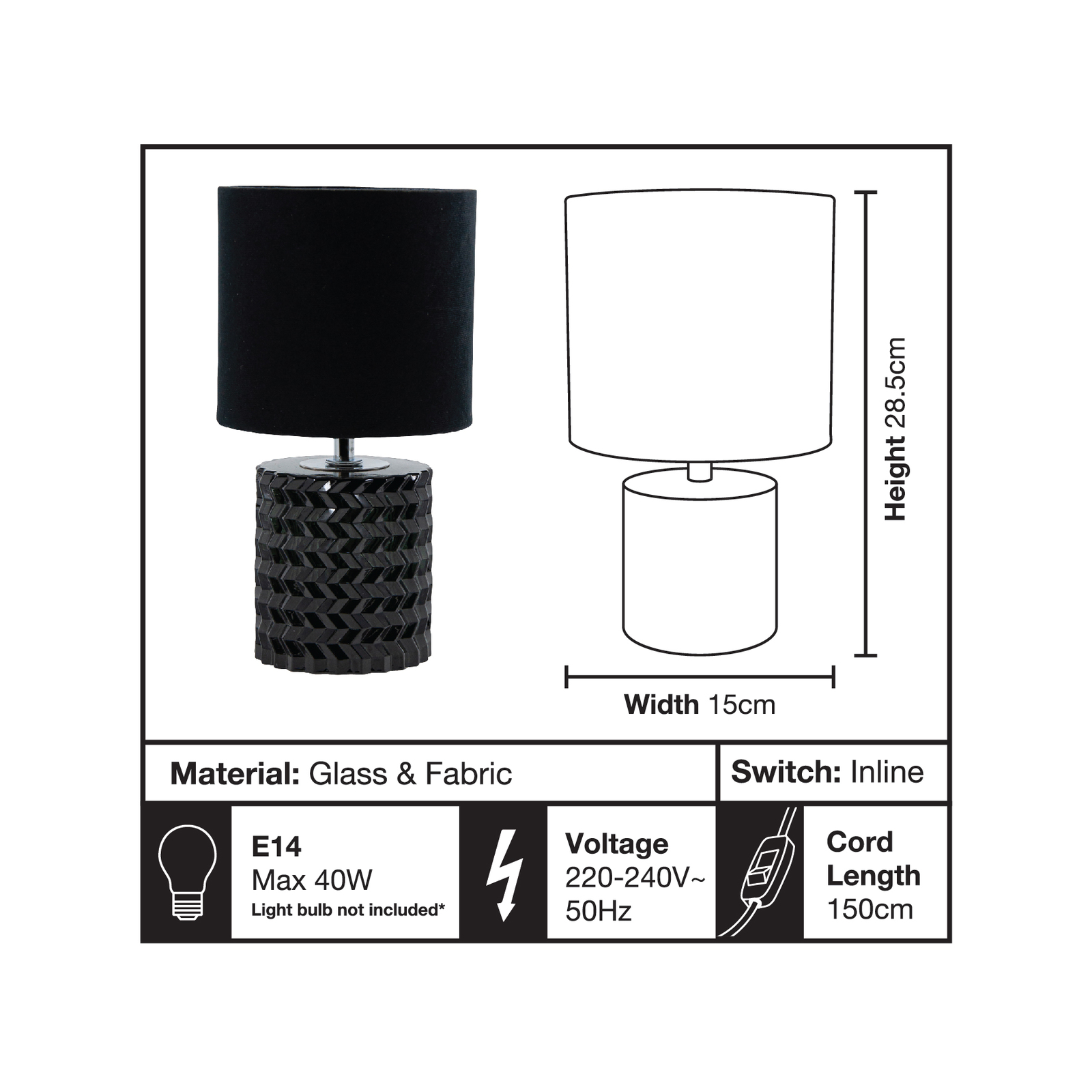 Home Design Black Classe Table Lamp