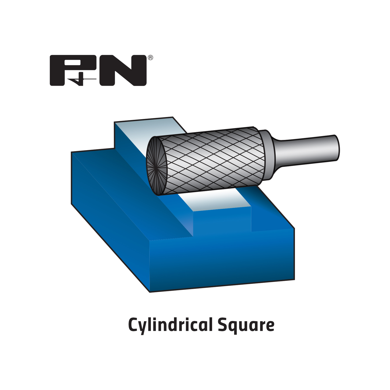P&N 8 x 20mm Cylindrical Square Carbide Bur