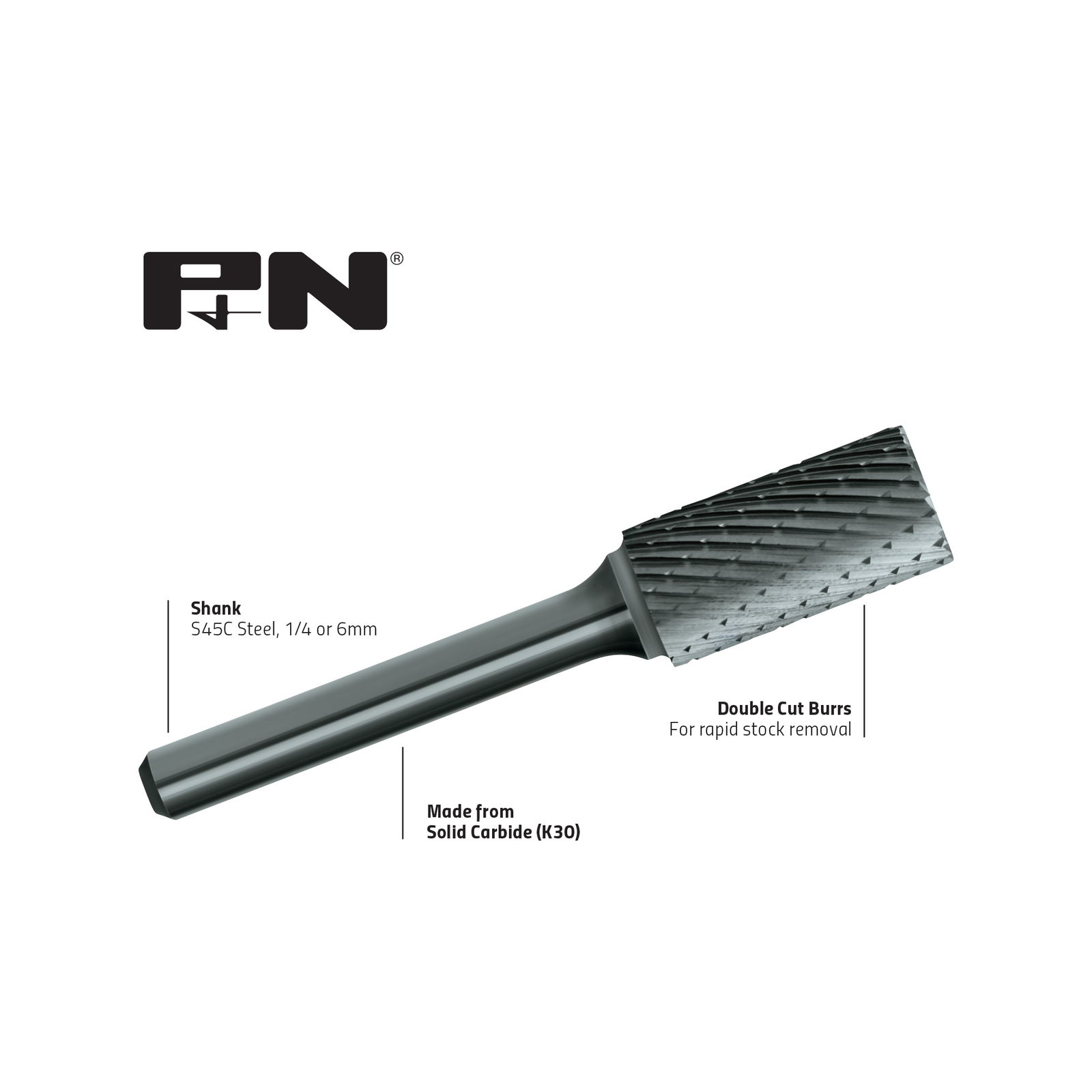 P&N 8 x 20mm Cylindrical Square Carbide Bur 3 P&N 8 x 20mm Cylindrical Square Carbide Bur