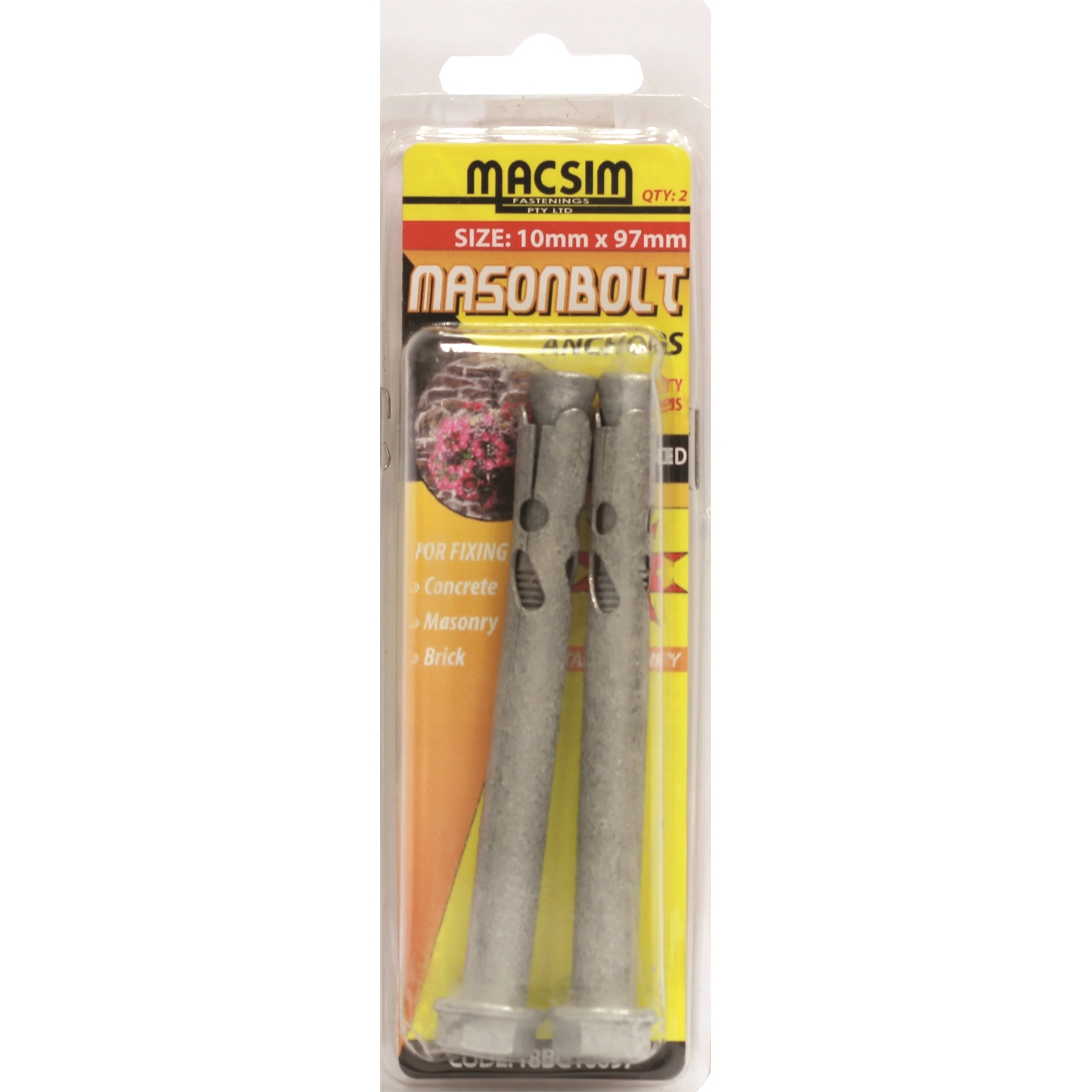 Macsim Fasteners 10 x 97mm Galvansied Sleeve Anchor - 2 Pack