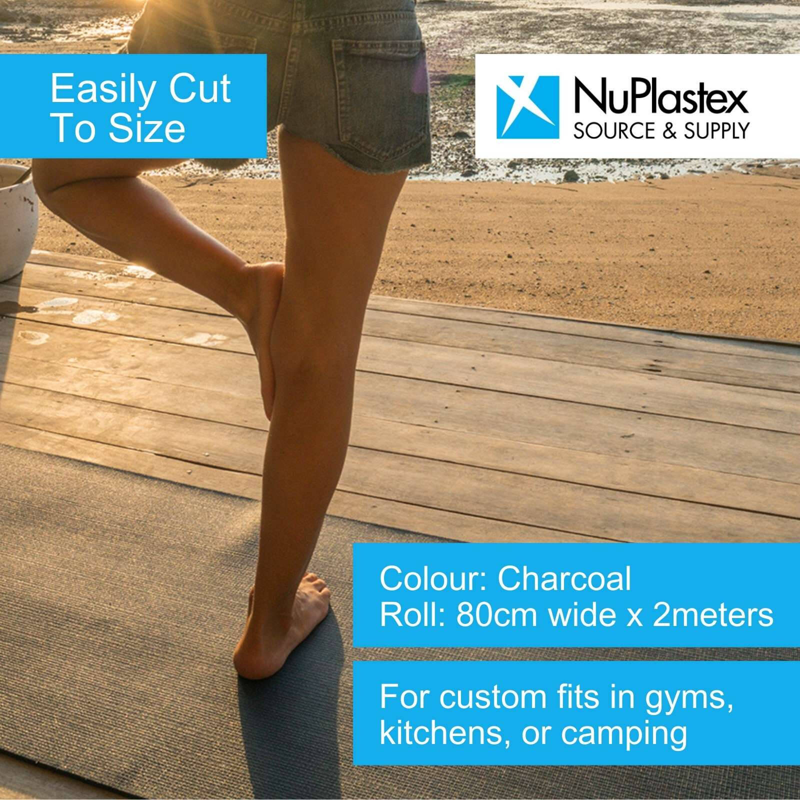 NuPlastex 80cm Charcoal Multi Purpose Anti Slip Matting 4 NuPlastex 80cm Charcoal Multi Purpose Anti Slip Matting