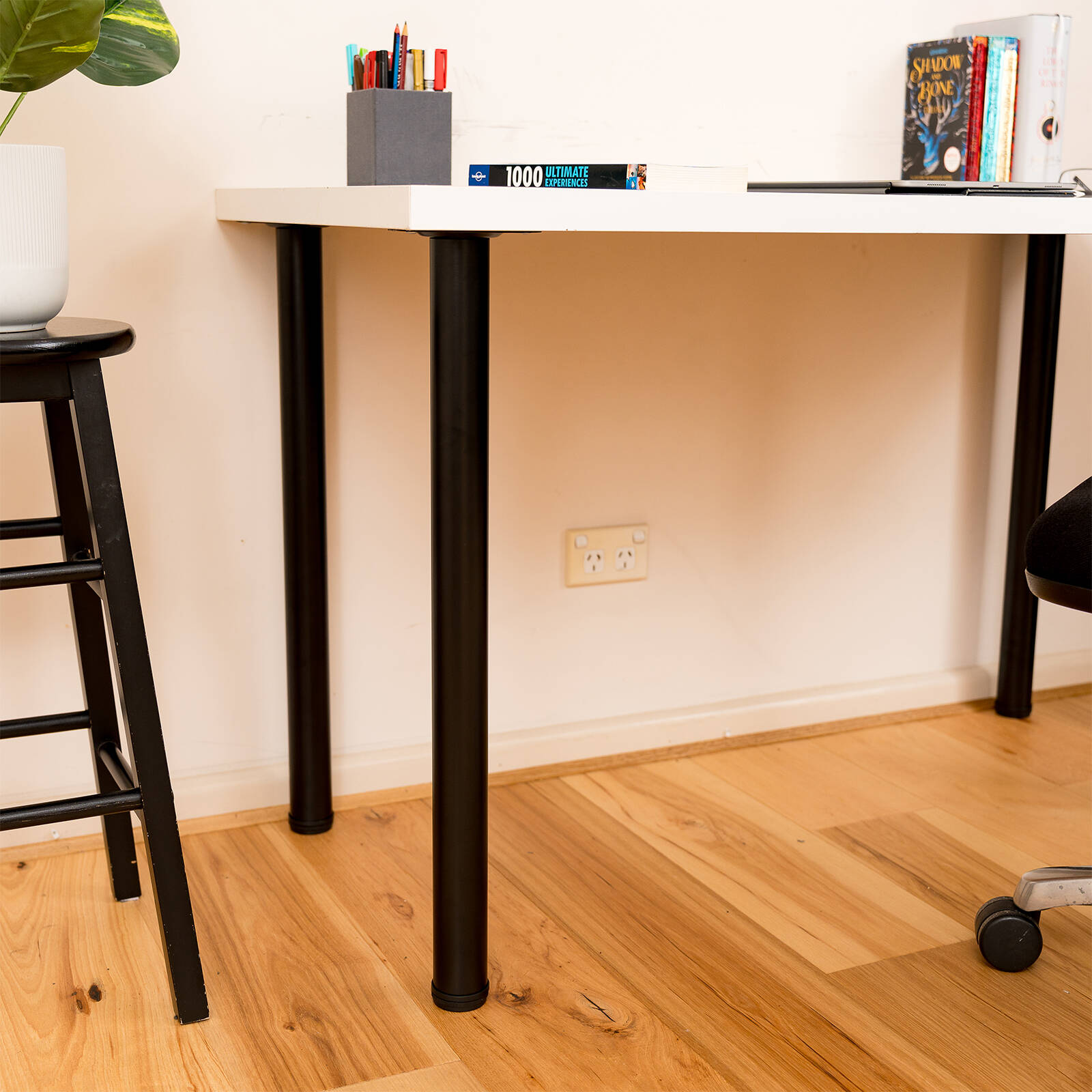 Taskmaster 700 x 50mm Black Steel Table Leg 7 Taskmaster 700 x 50mm Black Steel Table Leg