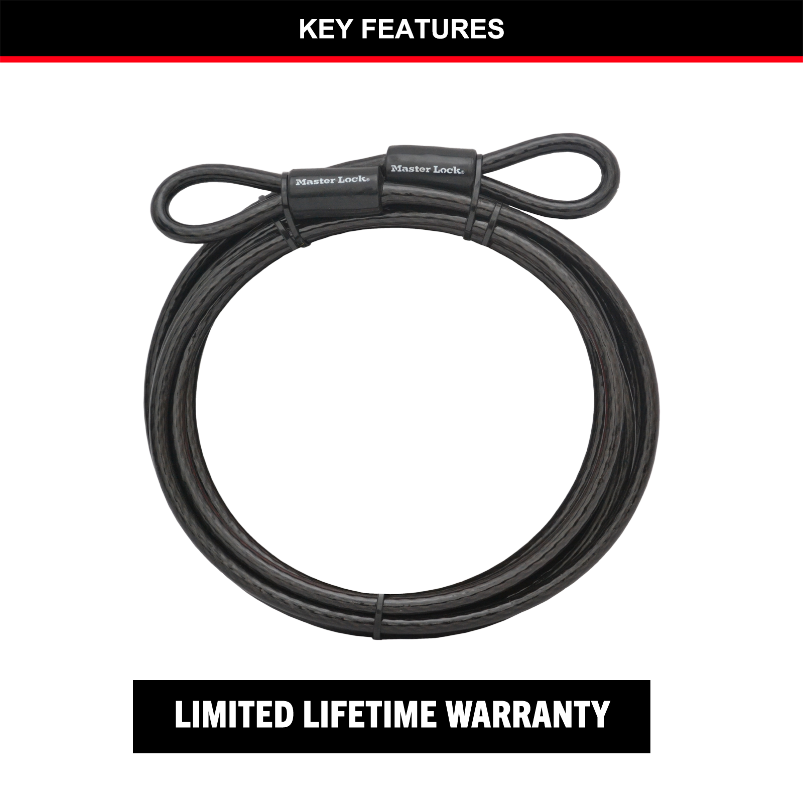 Master Lock 1.8m x 10mm Loop Ended Braided Steel Cable 4 Master Lock 1.8m x 10mm Loop Ended Braided Steel Cable