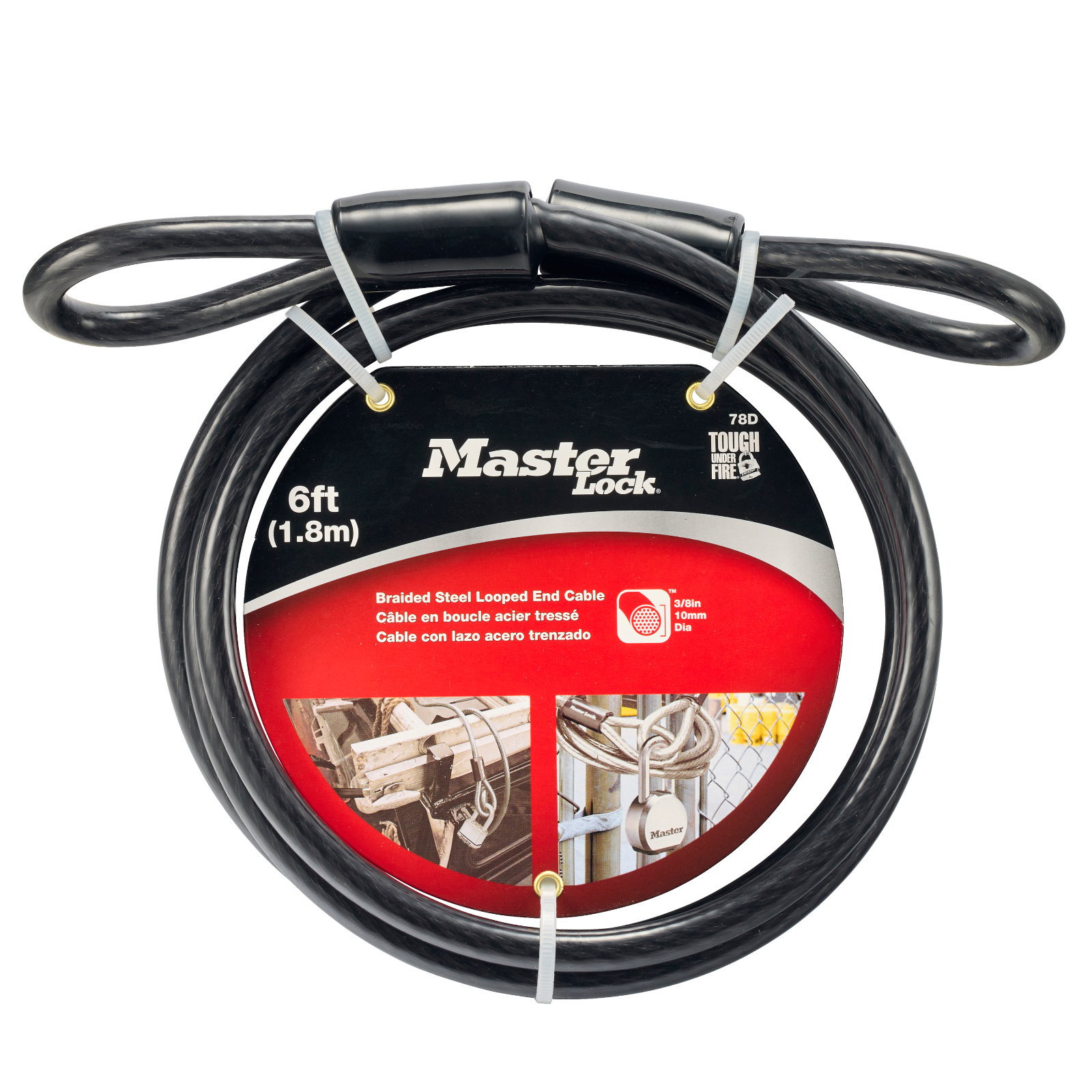 Master Lock 1.8m x 10mm Loop Ended Braided Steel Cable 8 Master Lock 1.8m x 10mm Loop Ended Braided Steel Cable