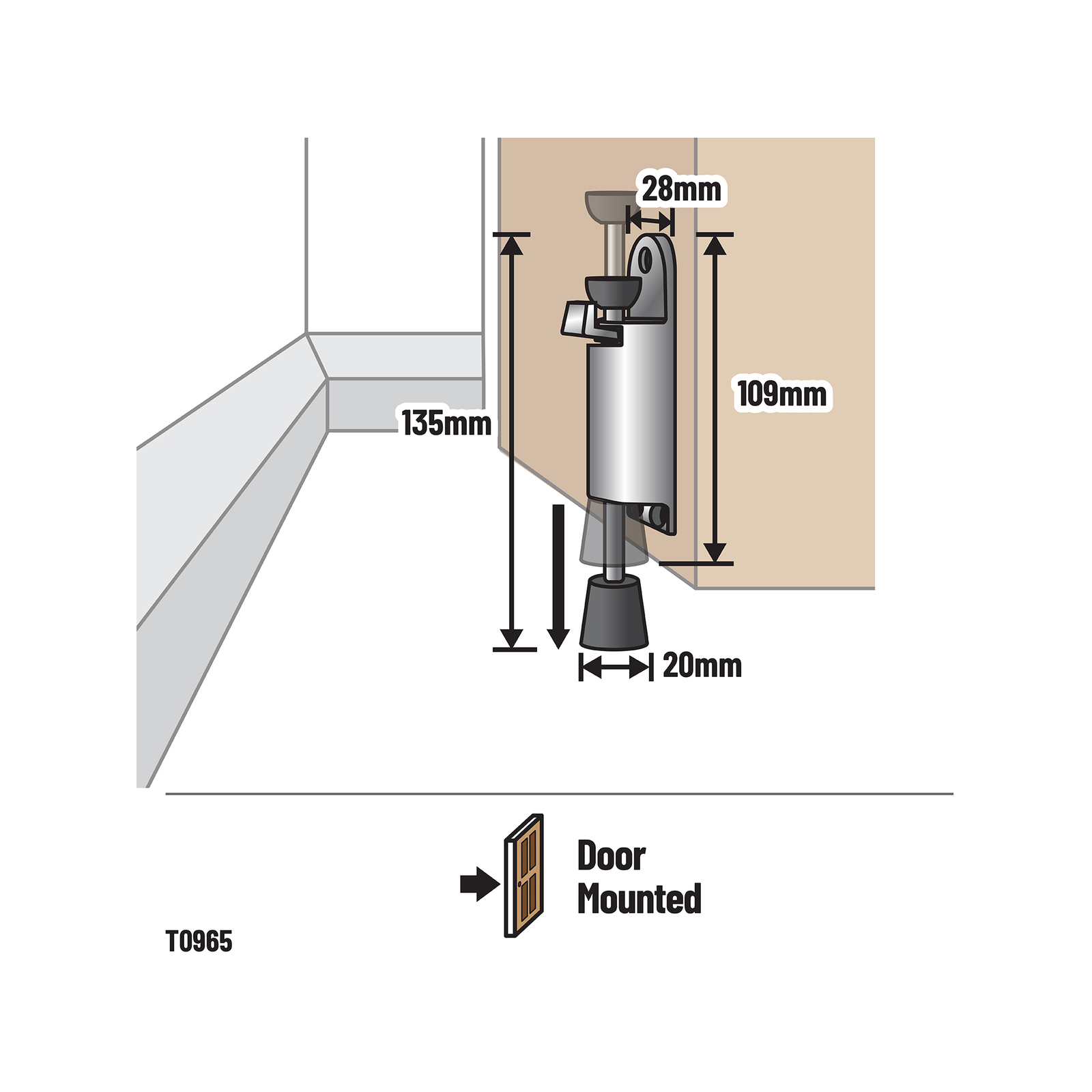 Adoored Satin Chrome Premium Plunger Door Stop