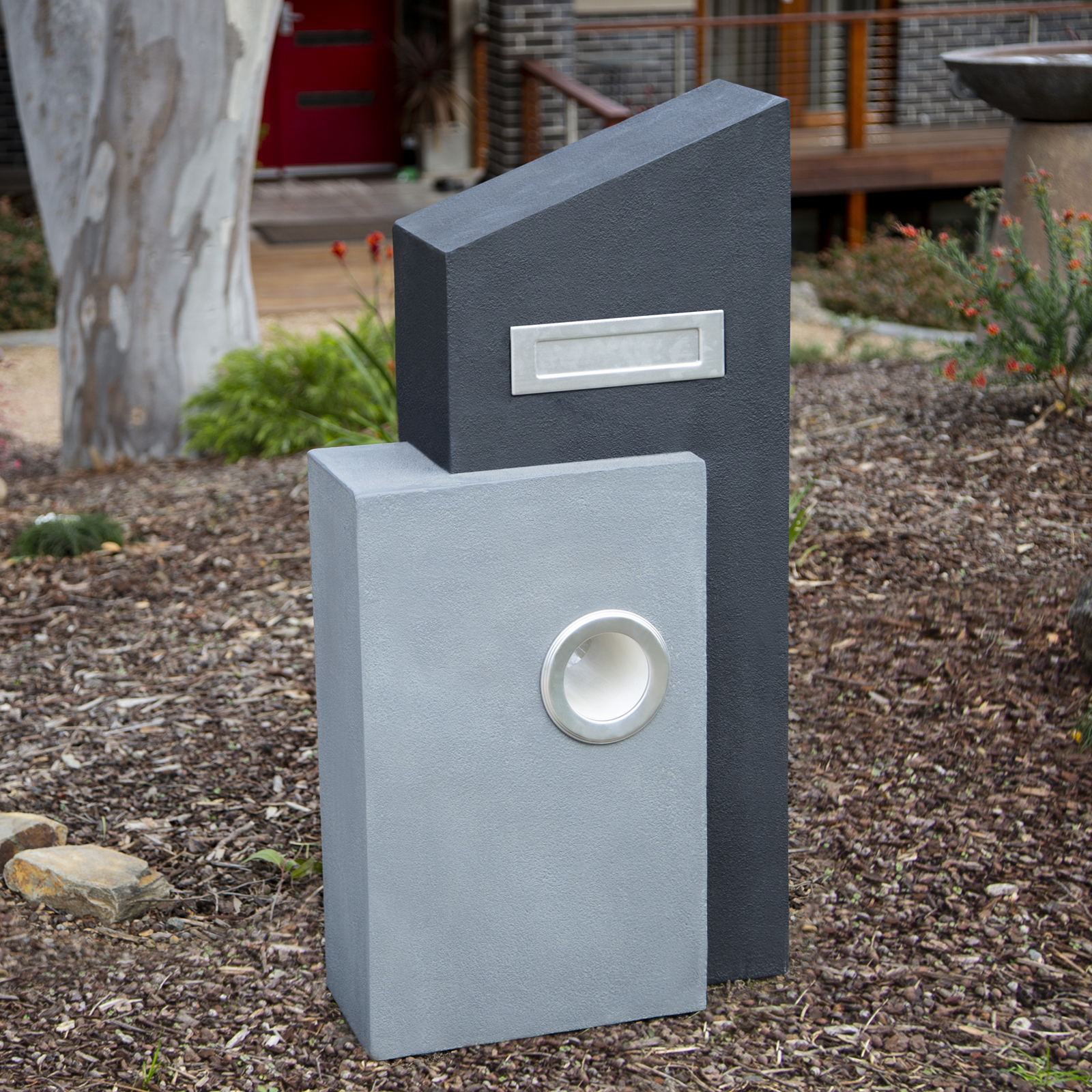 Northcote Pottery Grey And Charcoal Elite Avonlea Pillar Letterbox