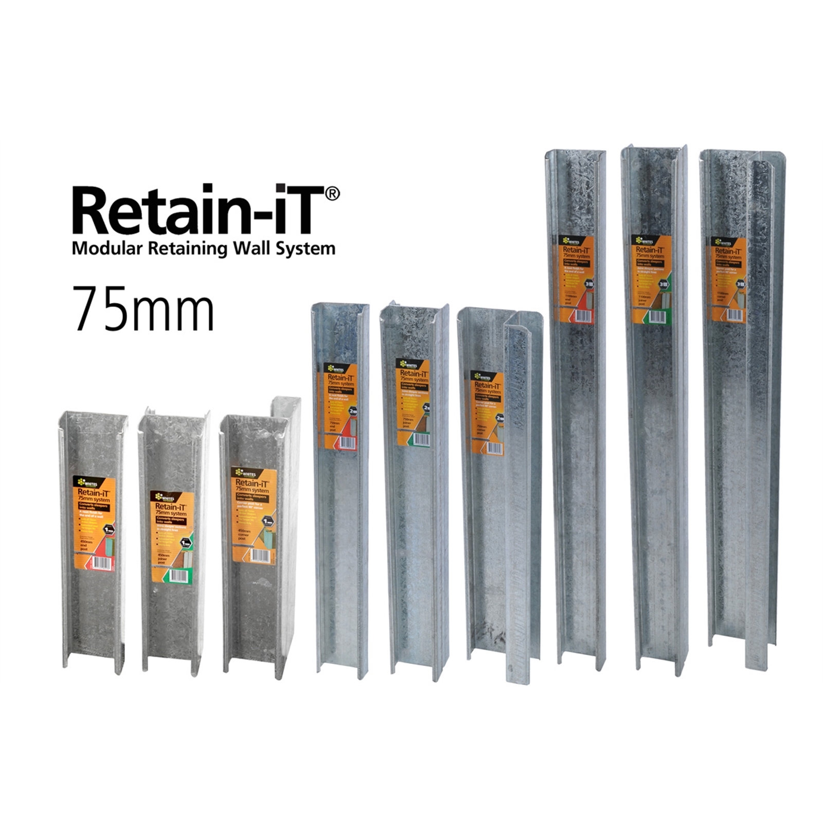 Jack 75 x 1100mm Galvanised Steel Retain It End Post Upright Sleeper - 1100mm