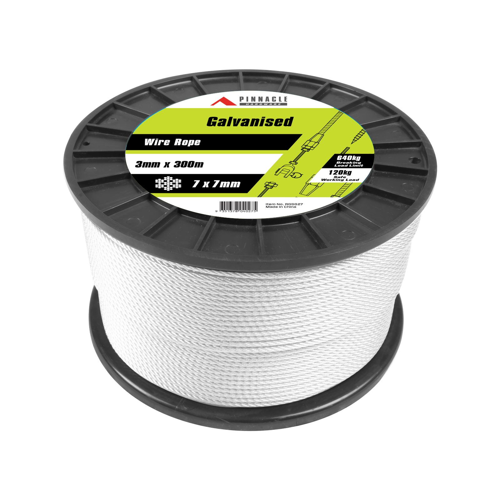 Pinnacle 3mm x 300m Galvanised Wire Rope