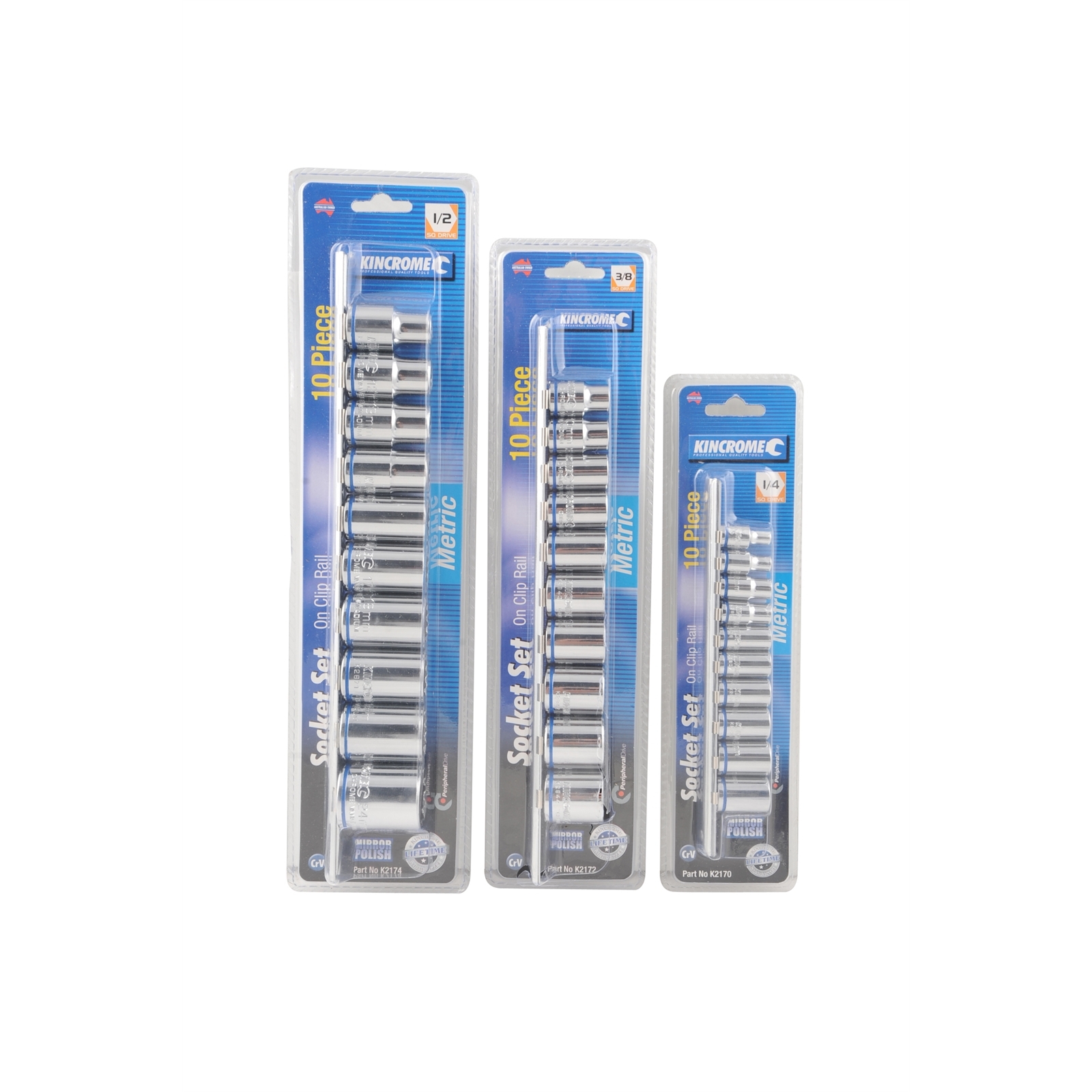 Kincrome 1/4" Metric Rail Socket Set - 10 Piece