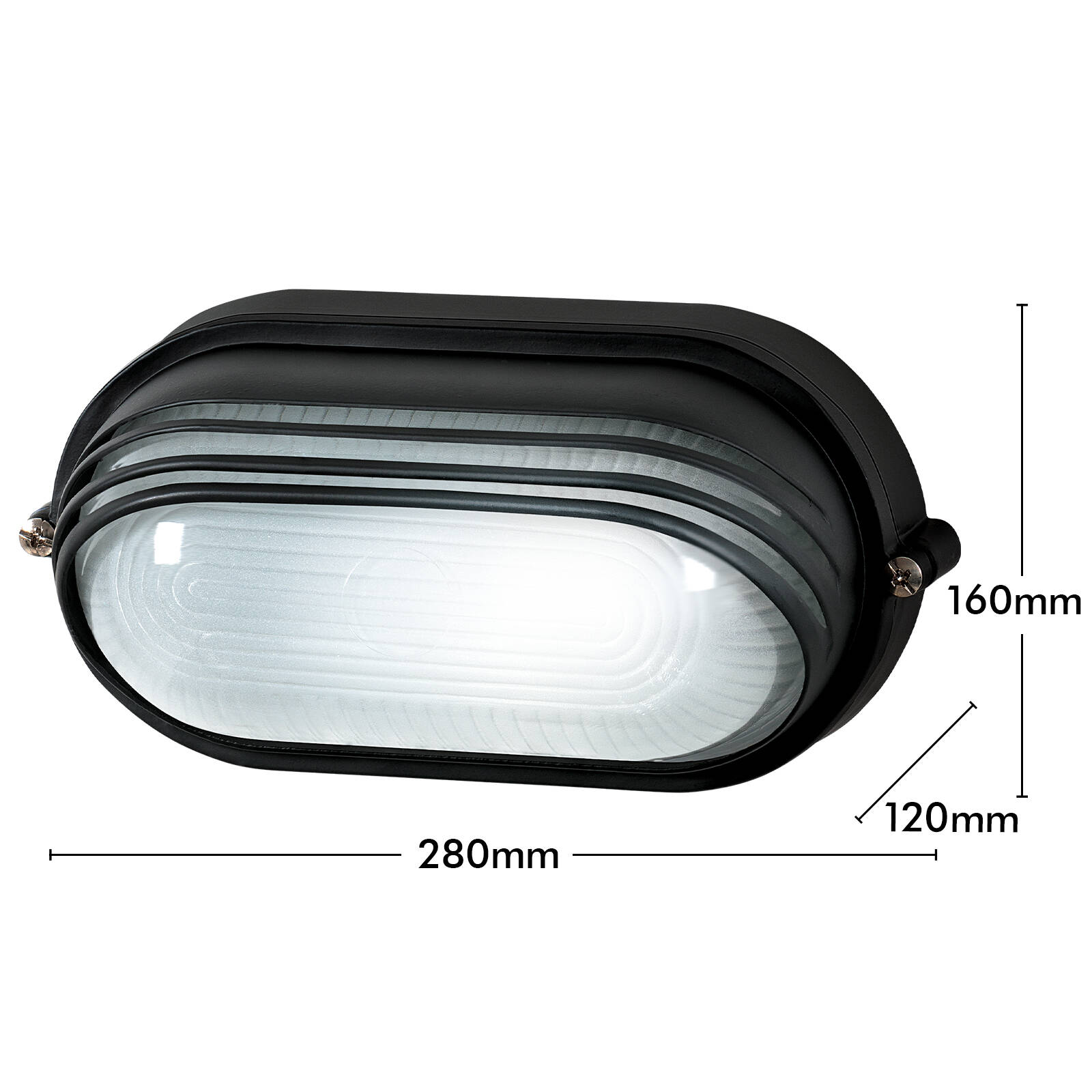Arlec Large Black Oval Louvered Bunker Light 5 Arlec Large Black Oval Louvered Bunker Light