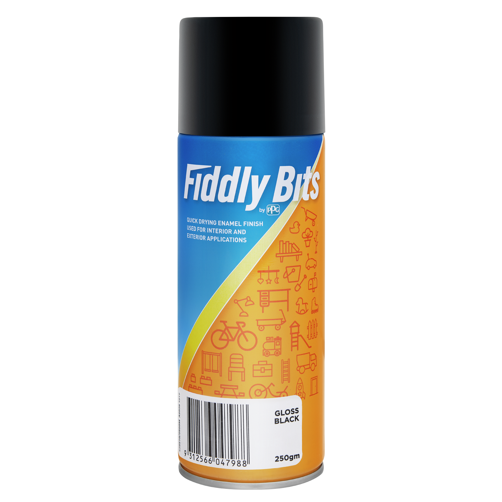 Fiddly Bits 250g Gloss Black Spray Paint - Black