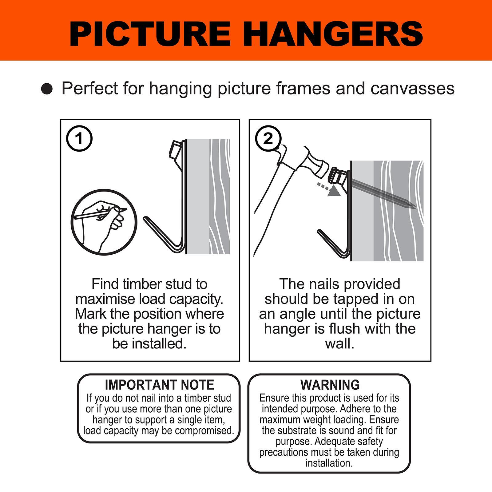 Everhang 25kg Brass Plated Heavy-Duty Picture Hanging Angle Drive - 4 Pack