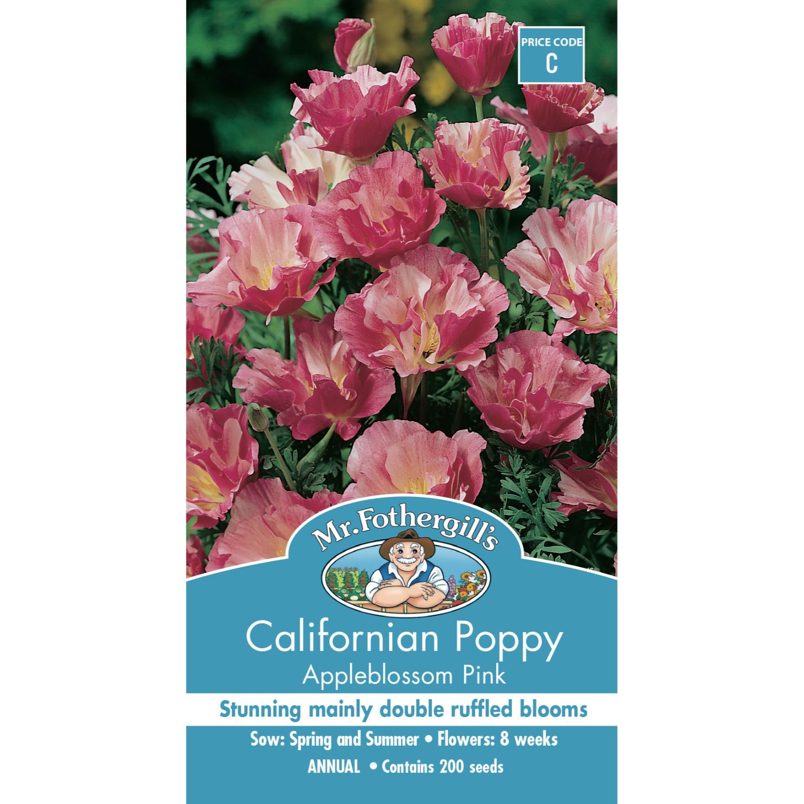 Mr Fothergill's Californian Poppy Appleblossom Pink Seeds