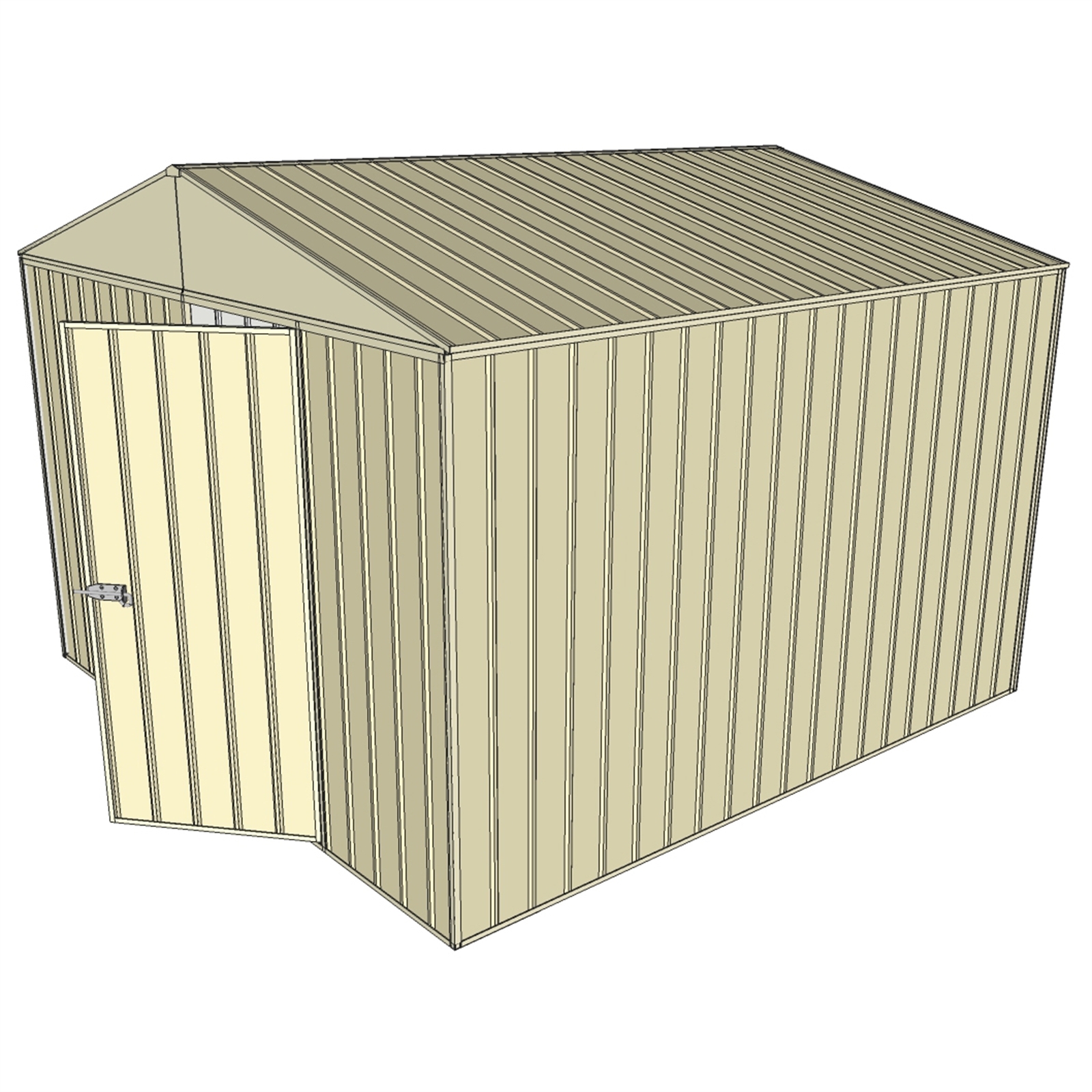 Build-a-Shed 3 x 3 x 2.3m Gable Single Hinged Door Shed - Cream