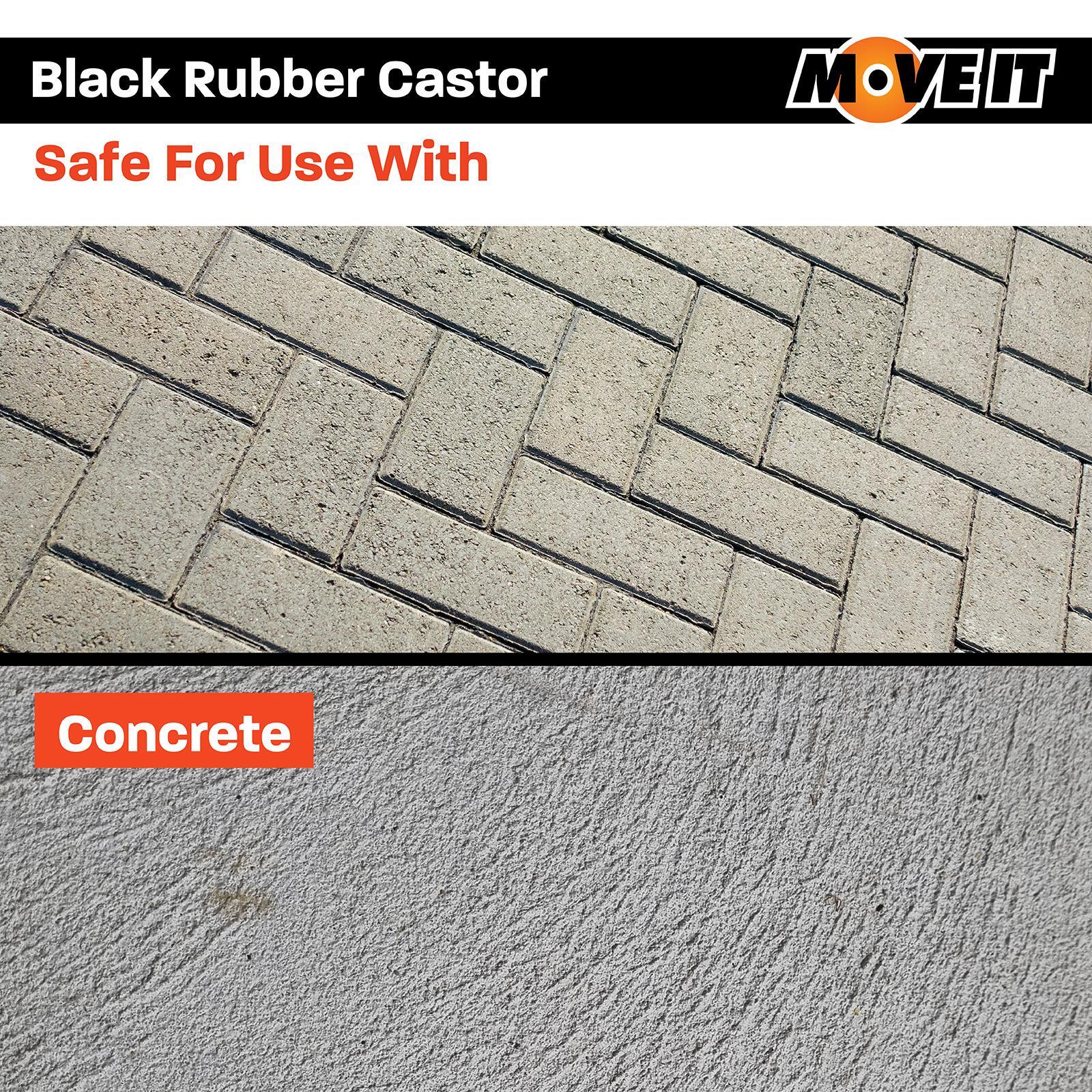 Move It 100mm 70kg Black Rubber Fixed Plate Castor 6 Move It 100mm 70kg Black Rubber Fixed Plate Castor