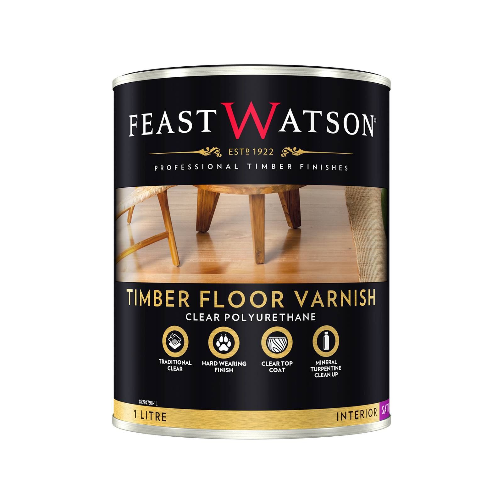 Feast Watson 1L Satin Timber Floor Varnish