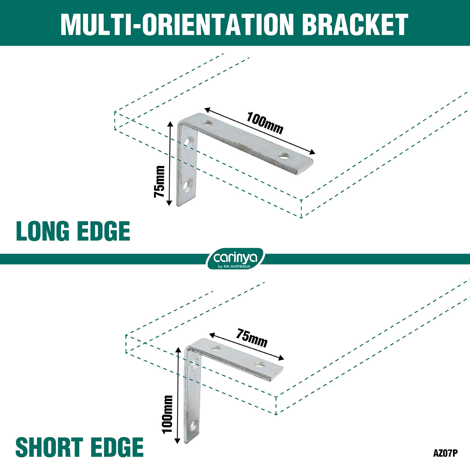 Carinya 100 x 75mm Zinc Plated Heavy Duty Angle Bracket 8 Carinya 100 x 75mm Zinc Plated Heavy Duty Angle Bracket
