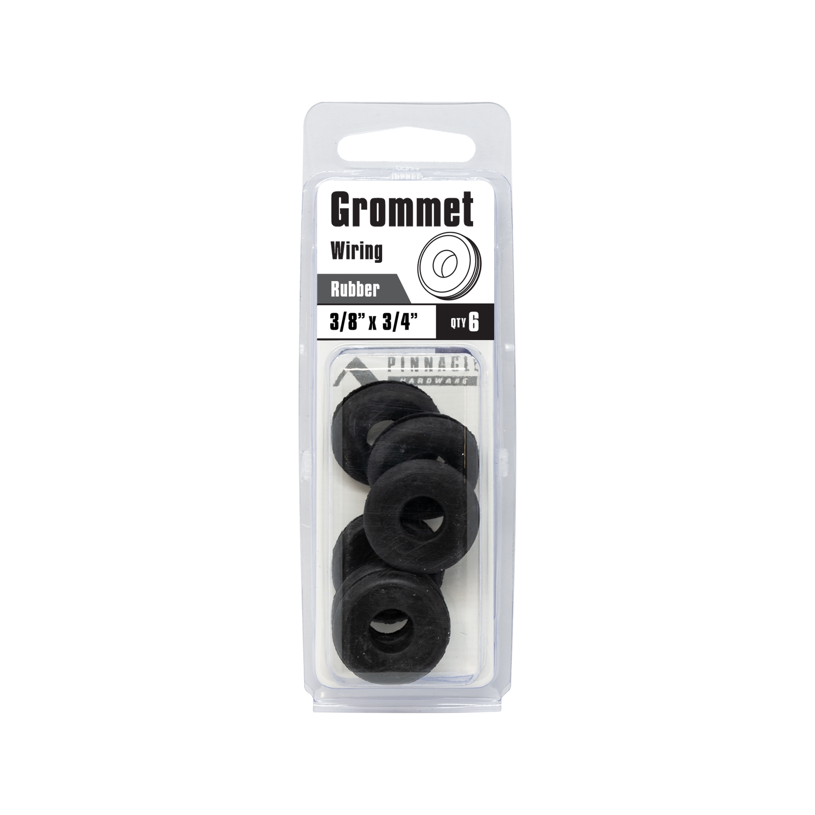 Pinnacle 3/8" x 3/4" Black Wiring Grommet - 6 Pack