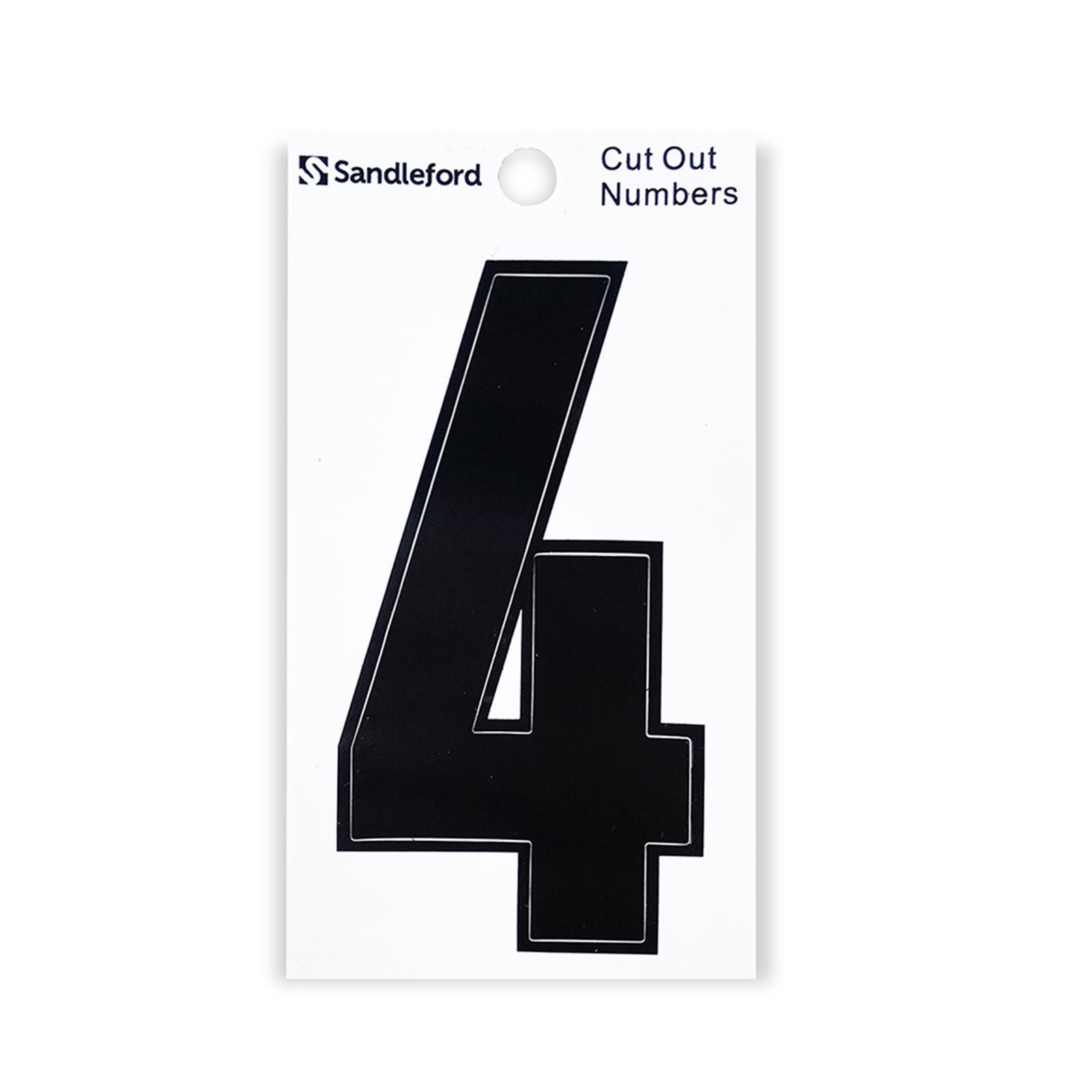Sandleford 85mm Black Cut Out Self Adhesive House Number 4