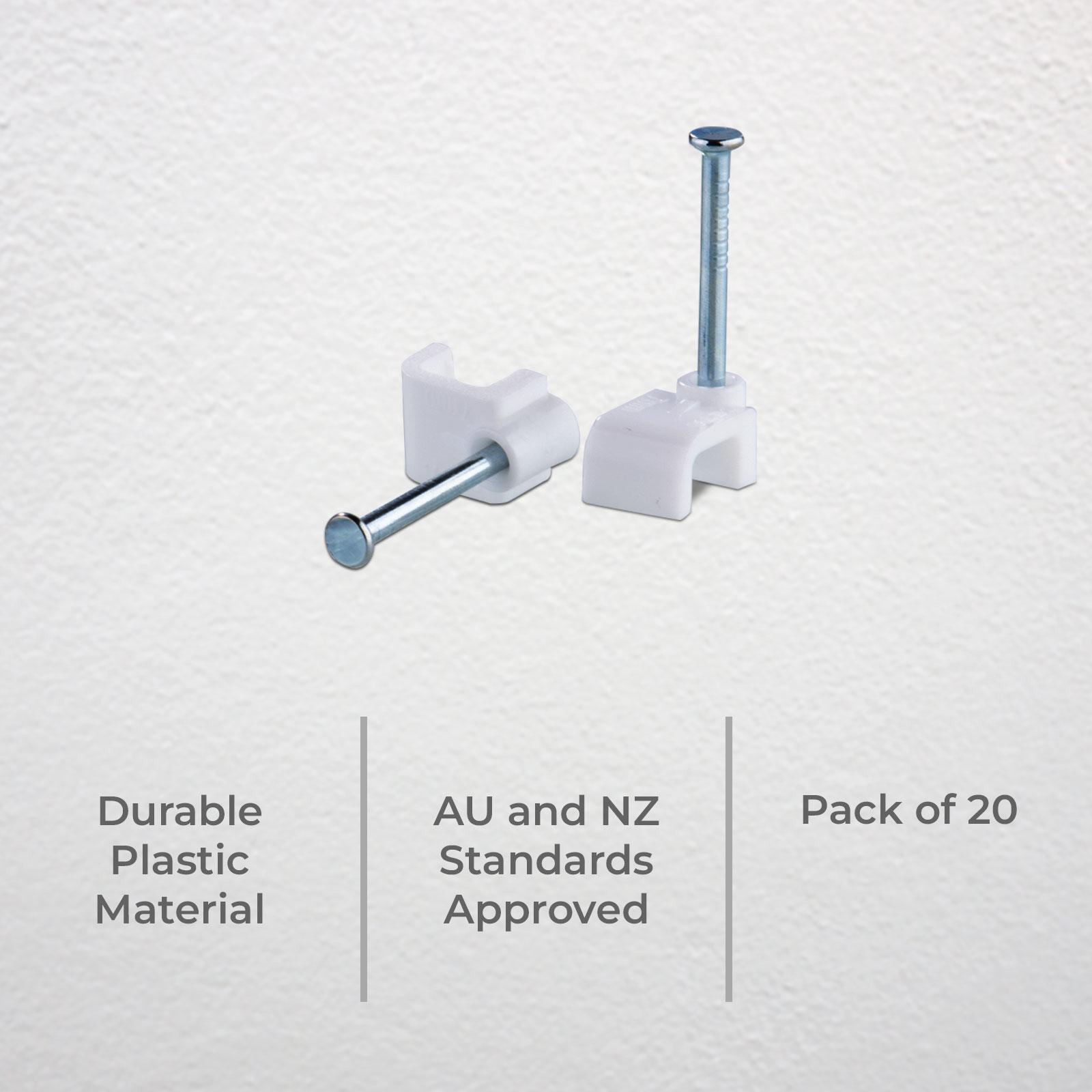 DETA 15mm White Flat Cable Clips - 20 Pack 3 DETA 15mm White Flat Cable Clips - 20 Pack