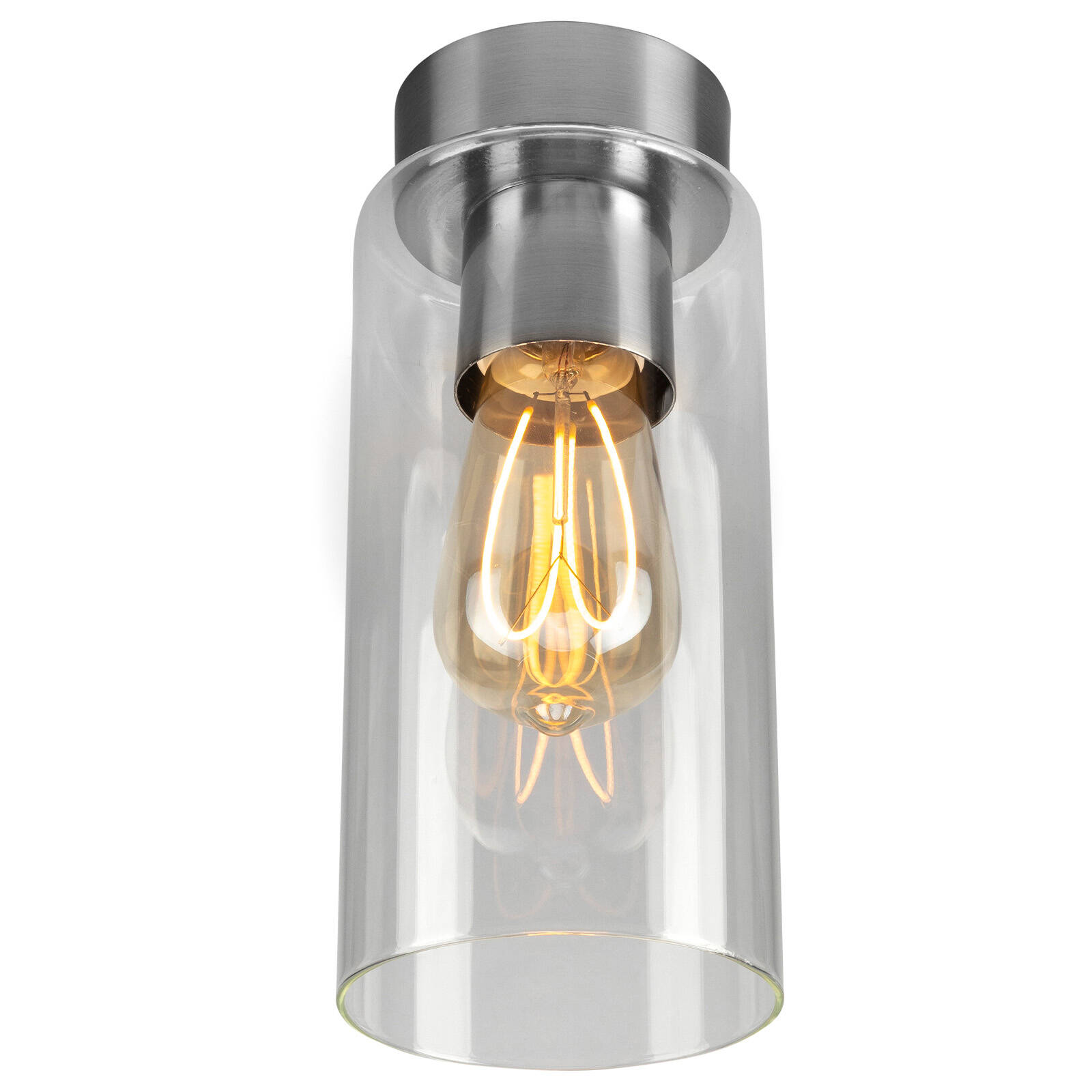 Brilliant 10cm Brushed Chrome Juno DIY Install Batten Fix Light Shade 4 Brilliant 10cm Brushed Chrome Juno DIY Install Batten Fix Light Shade