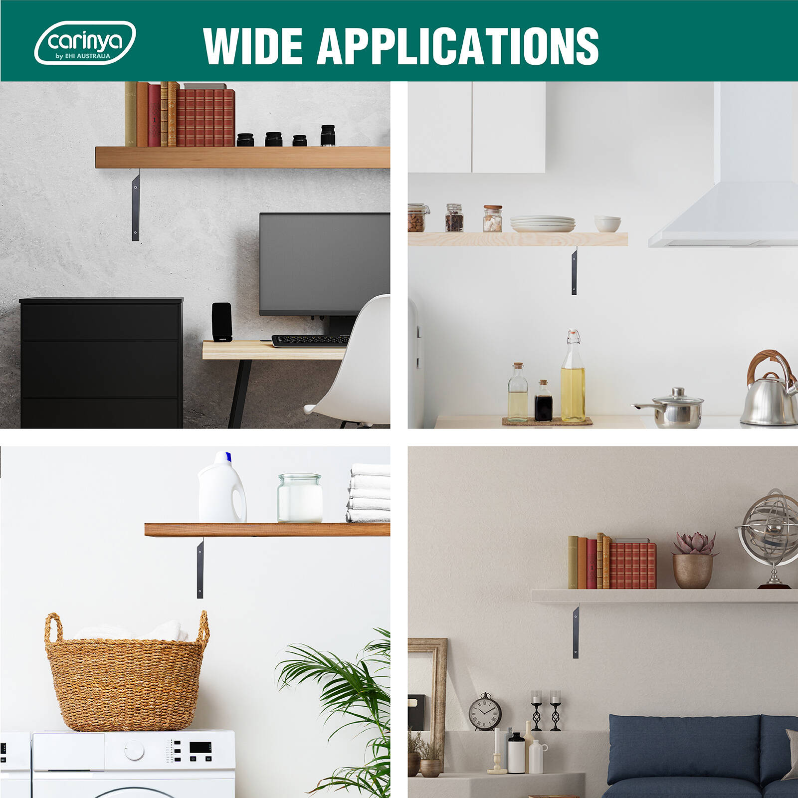 Carinya 240 x 240mm Black Triangle Stayed Bracket