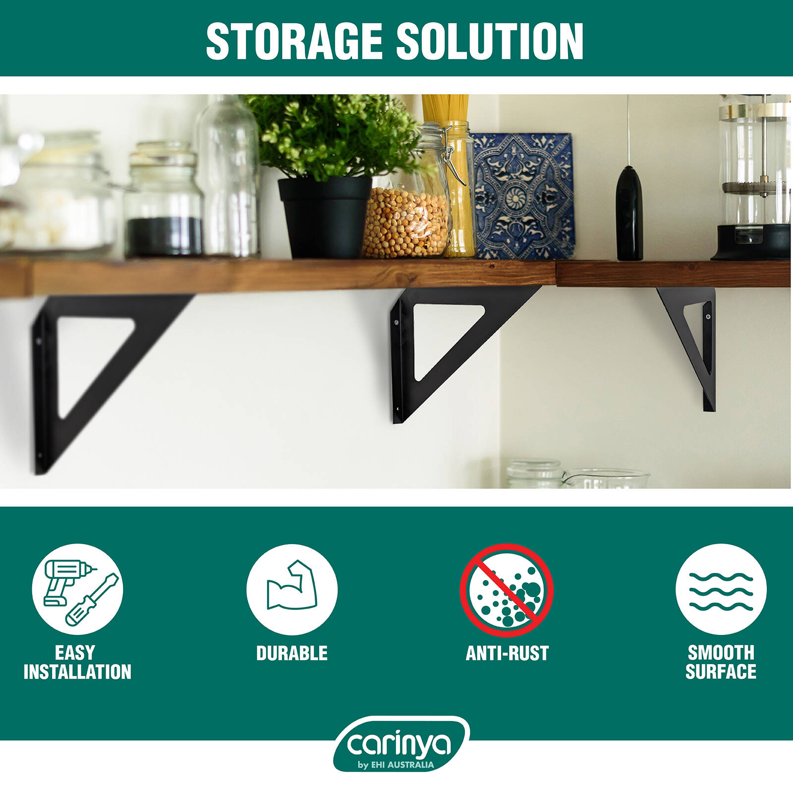 Carinya 240 x 240mm Black Triangle Stayed Bracket 7 Carinya 240 x 240mm Black Triangle Stayed Bracket