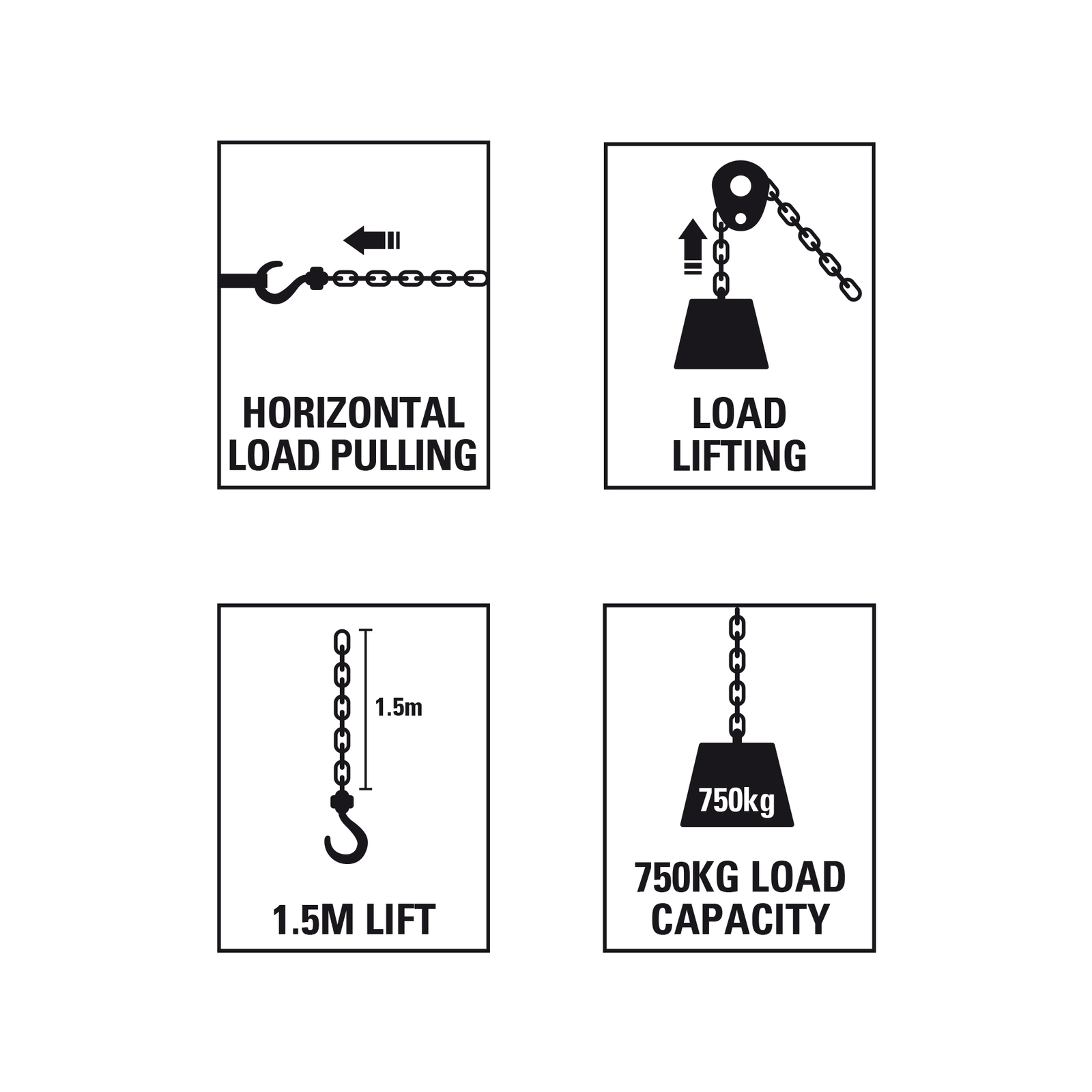 Gorilla 750kg Lever Block With 1.5m Lift