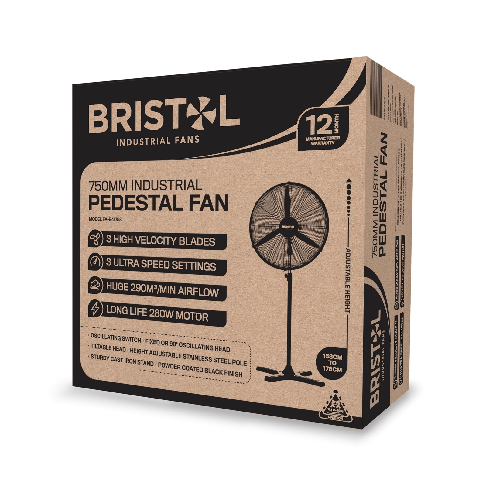 Bristol 750mm Industrial Pedestal Fan 3 Bristol 750mm Industrial Pedestal Fan