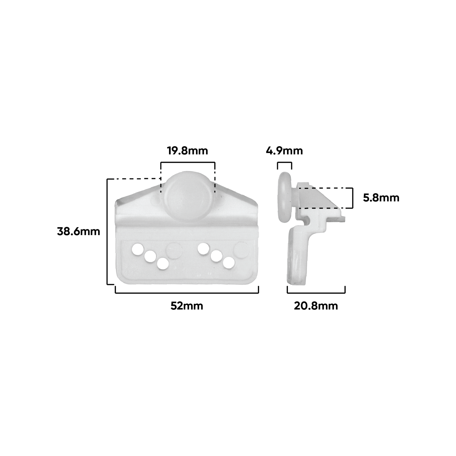 Rolltrak Adjustable Plastic Trolley And Acetal Roller