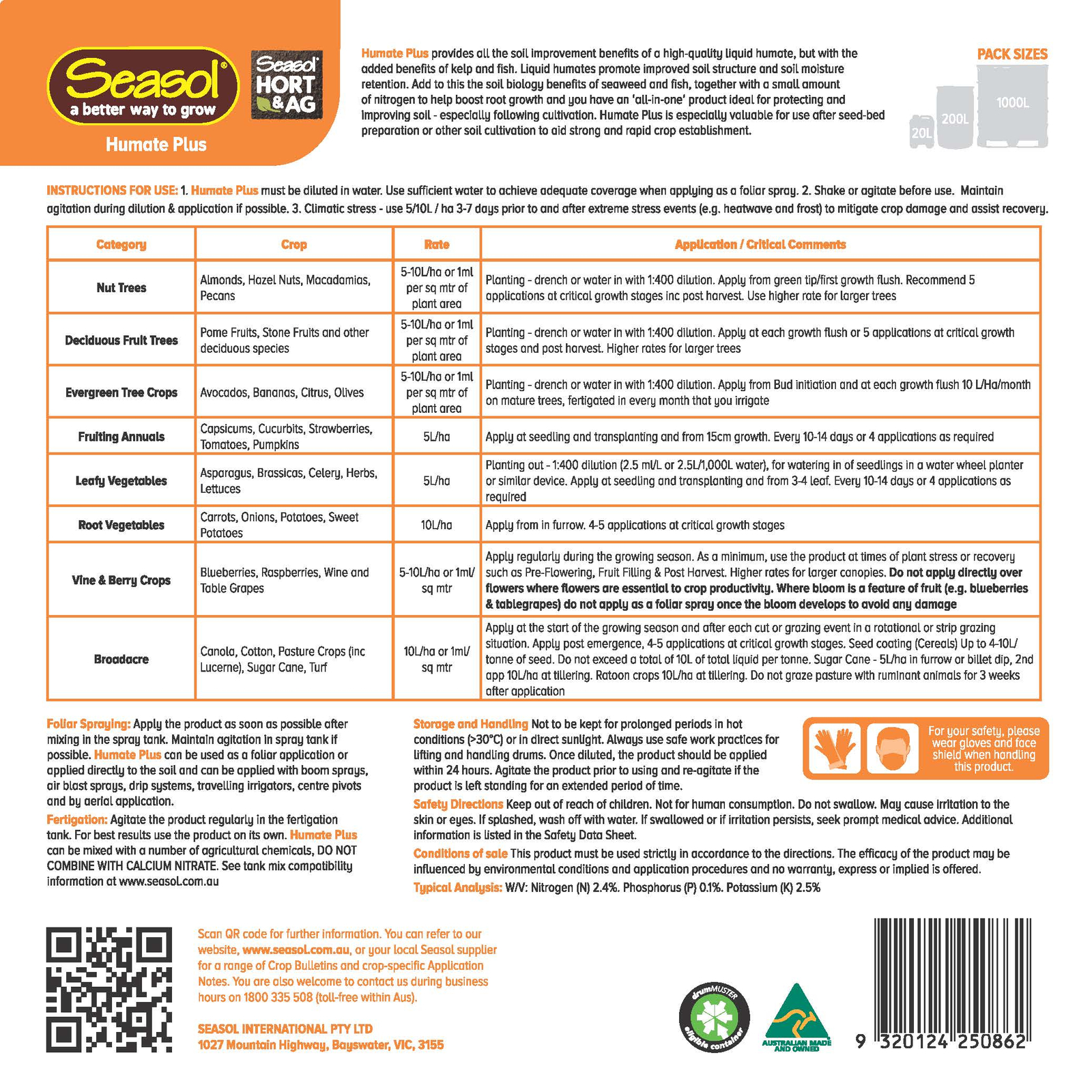 Seasol 20L Humate Plus