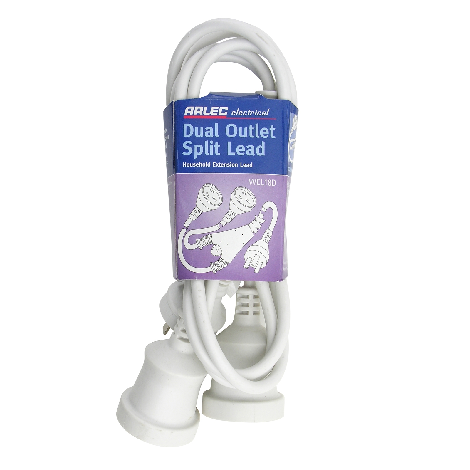 Arlec 1.8m Domestic Dual Outlet Split Extension Lead