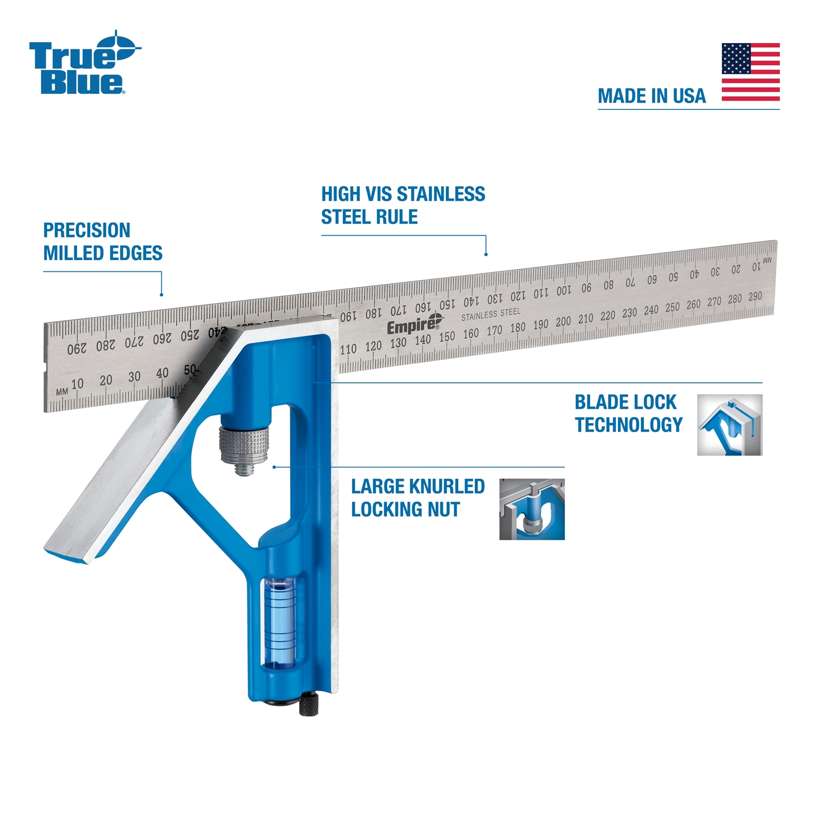 Empire 400mm True Blue Combination Square 4 Empire 400mm True Blue Combination Square