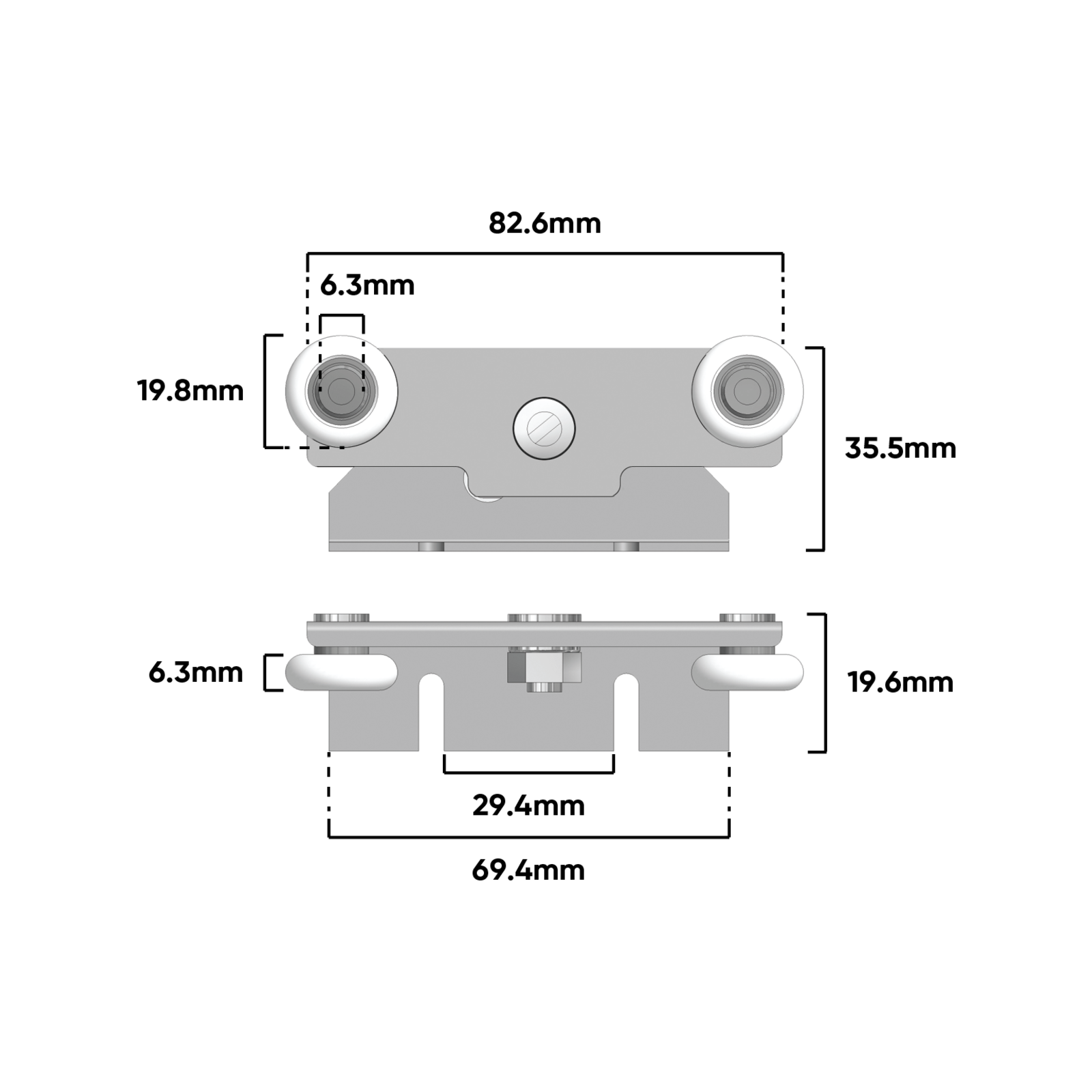 Rolltrak Wardrobe Door Top Hung Assembly Trolley