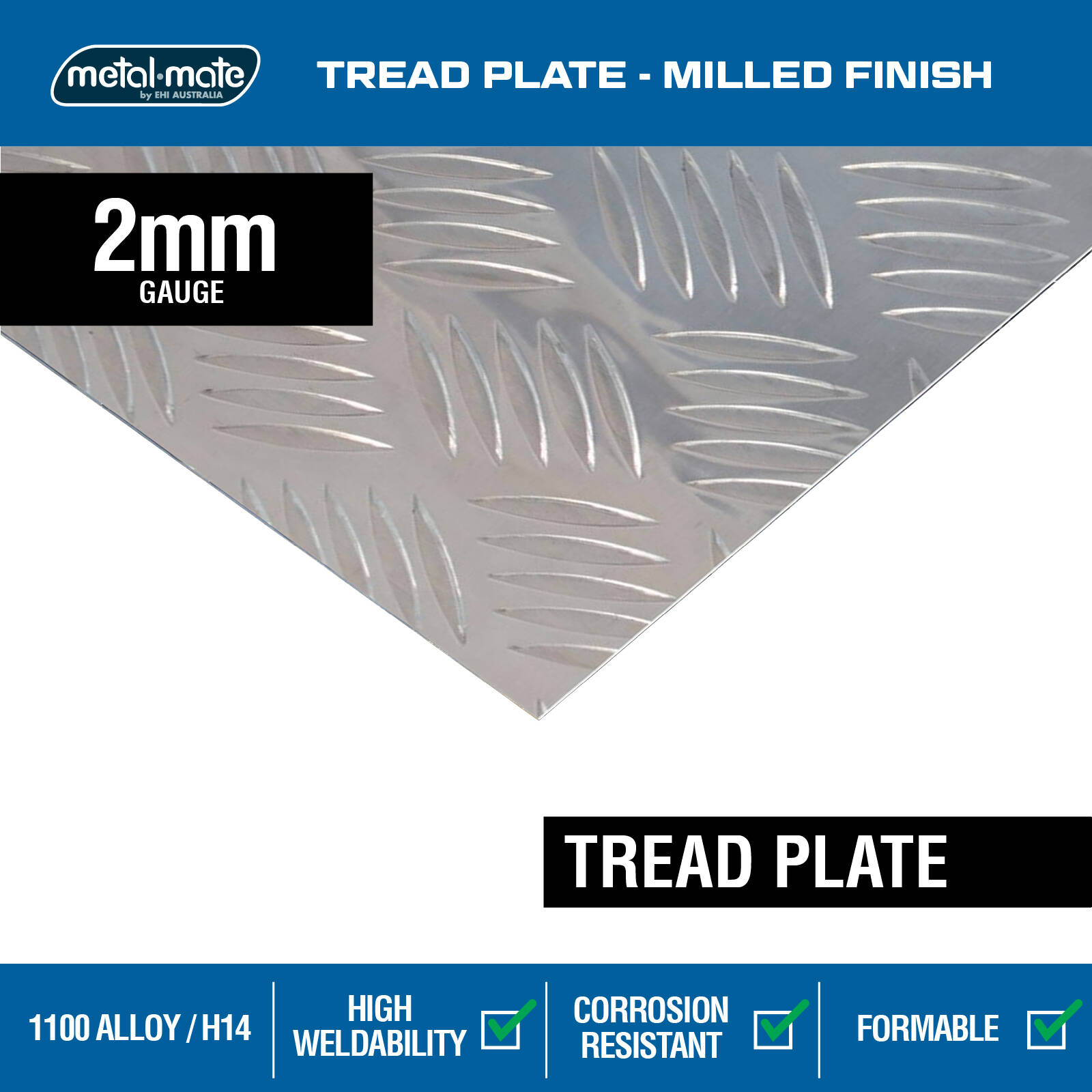 Metal Mate 600 x 900 x 2mm Aluminium Tread Plate