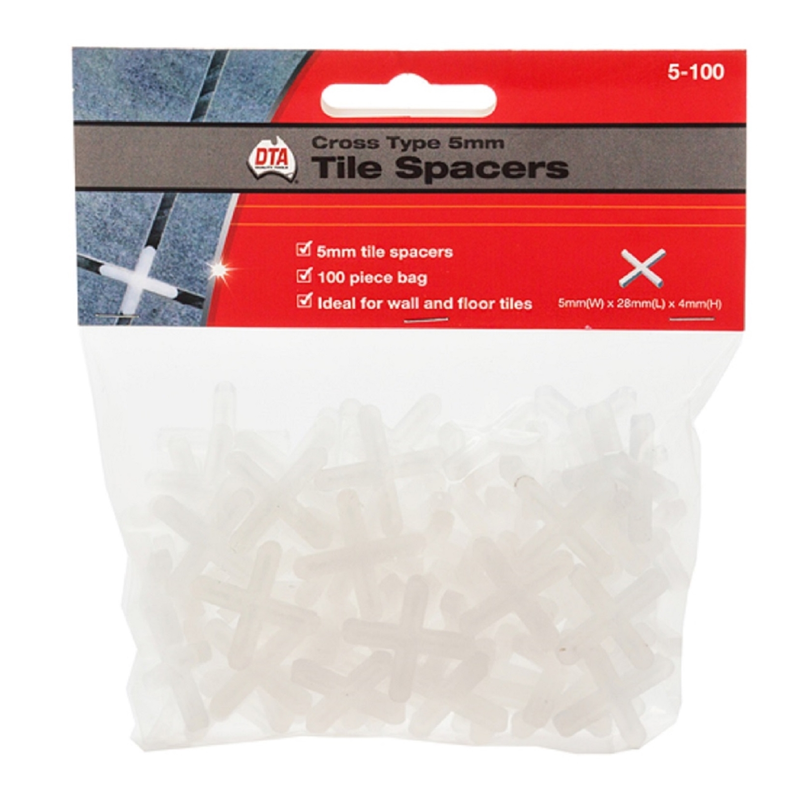 DTA 5mm Tile Cross Spacer - 10,000 Pack