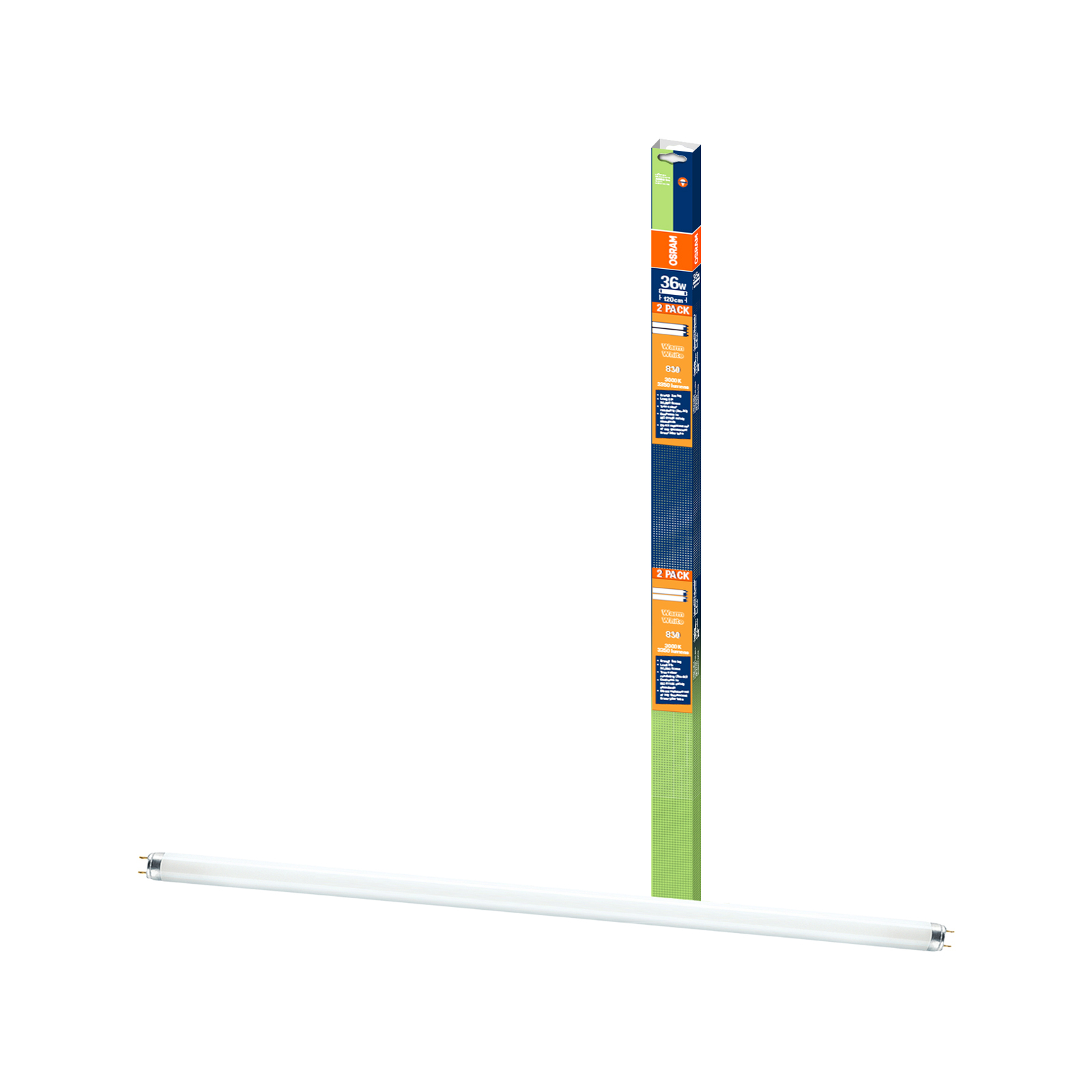 Osram Warm White Lumilux Fluorescent 36W Tube - 2 Pack