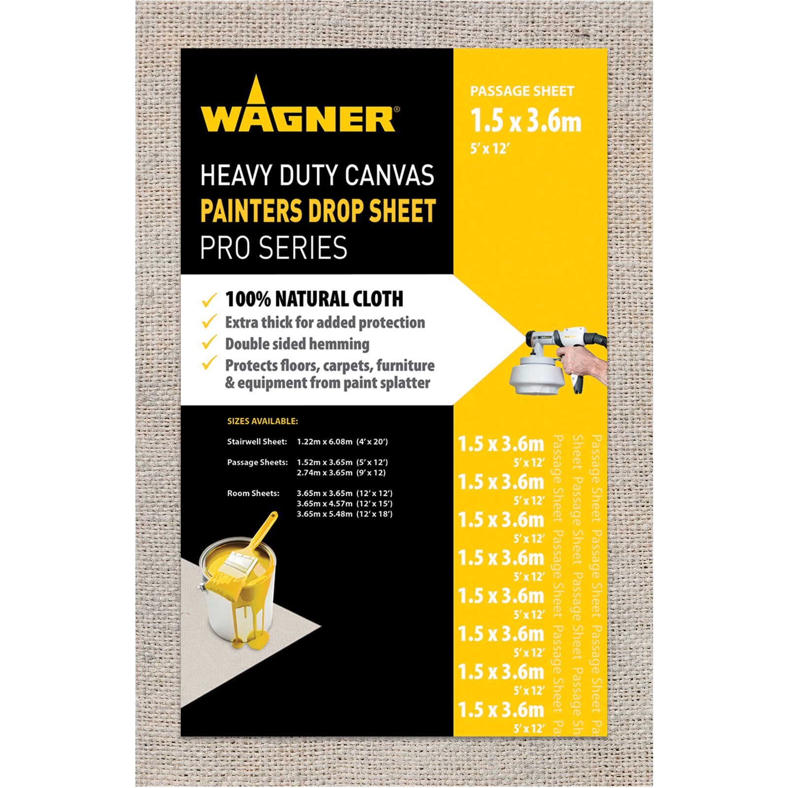 Wagner 1.5 x 3.6m Heavy Duty Canvas Drop Sheet