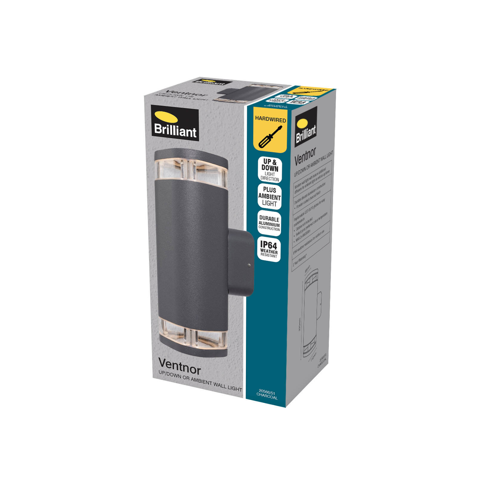 Brilliant 8W Charcoal LED Ventnor Up Down Wall Light 6 Brilliant 8W Charcoal LED Ventnor Up Down Wall Light