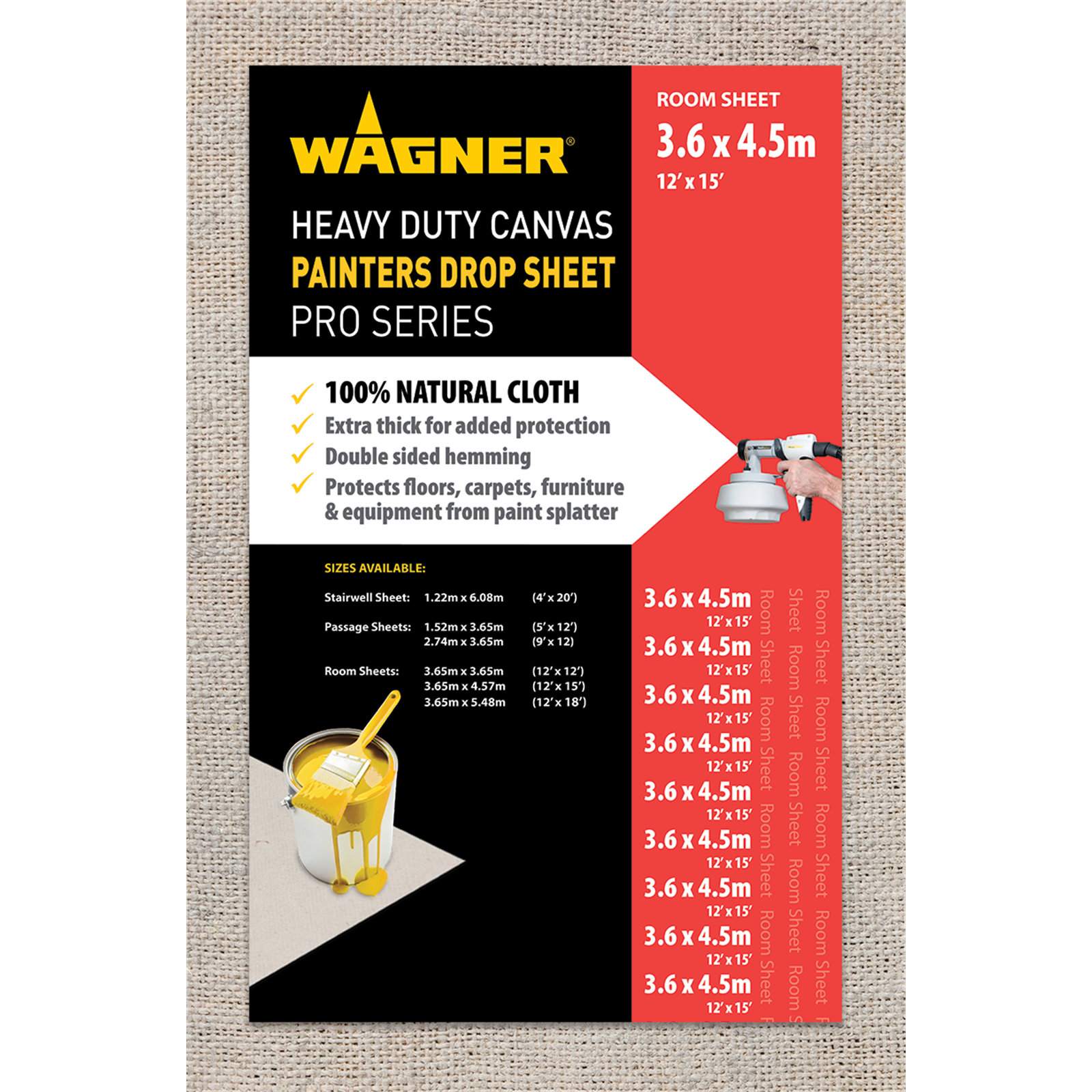 Wagner 3.65 x 4.57m Heavy Duty Canvas Drop Sheet