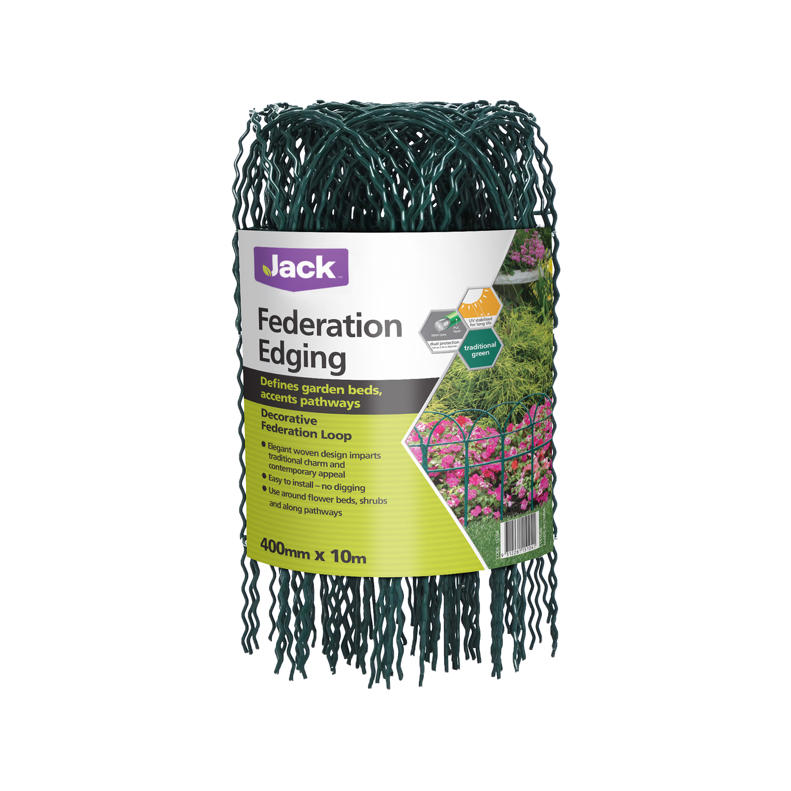 Jack 400mm x 10m Green Federation Edging