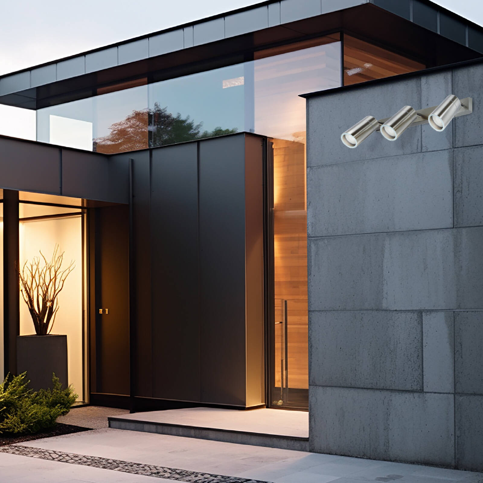 Brilliant Stainless Steel Coolum Exterior 3 Head Wall Light 4 Brilliant Stainless Steel Coolum Exterior 3 Head Wall Light