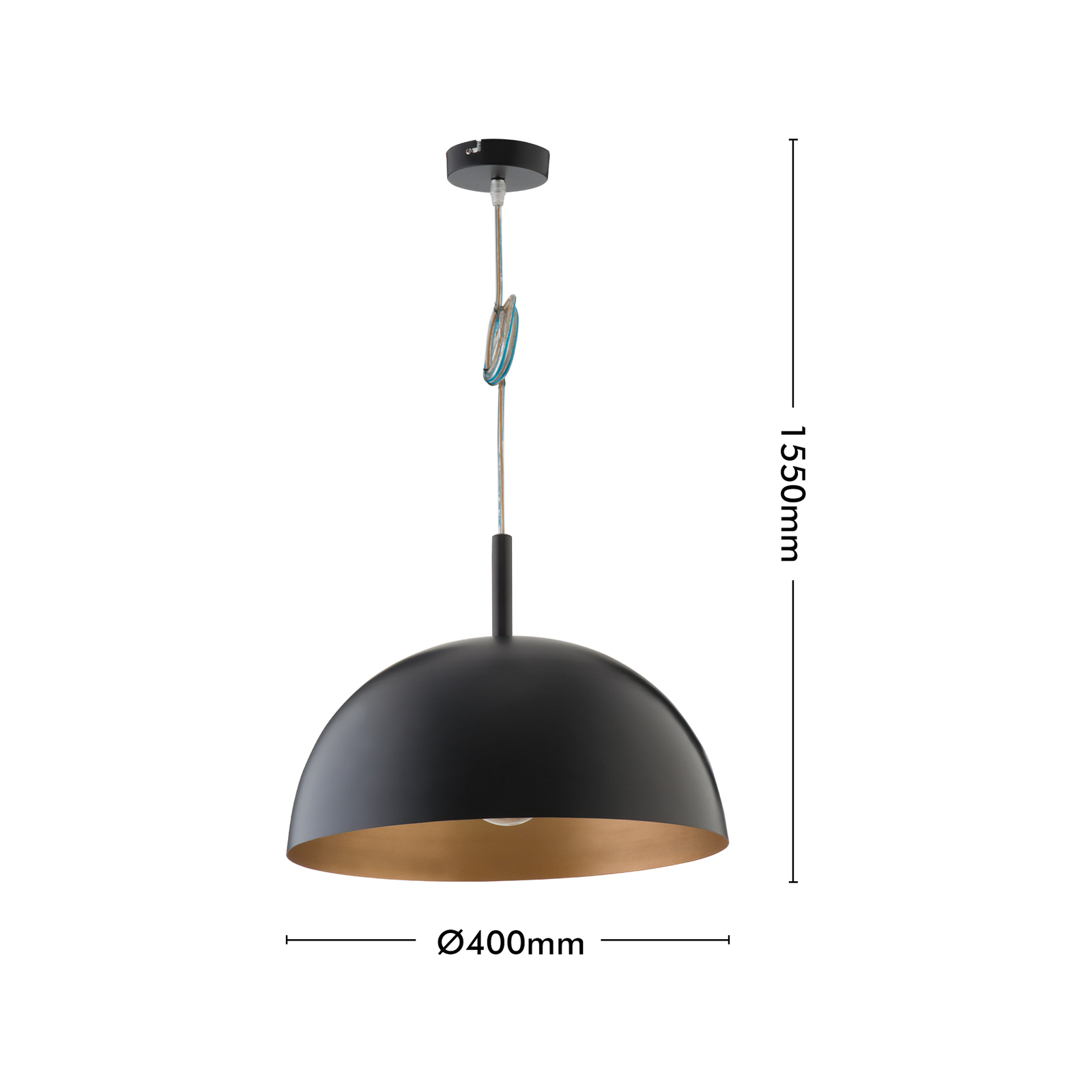Verve Design 60W Black and Gold Metal Dome Pendant Light