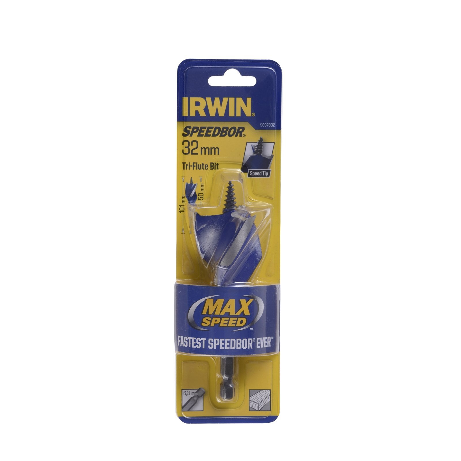 IRWIN 32 x 101mm Speedbor Max Speed Tri-Flute Bit