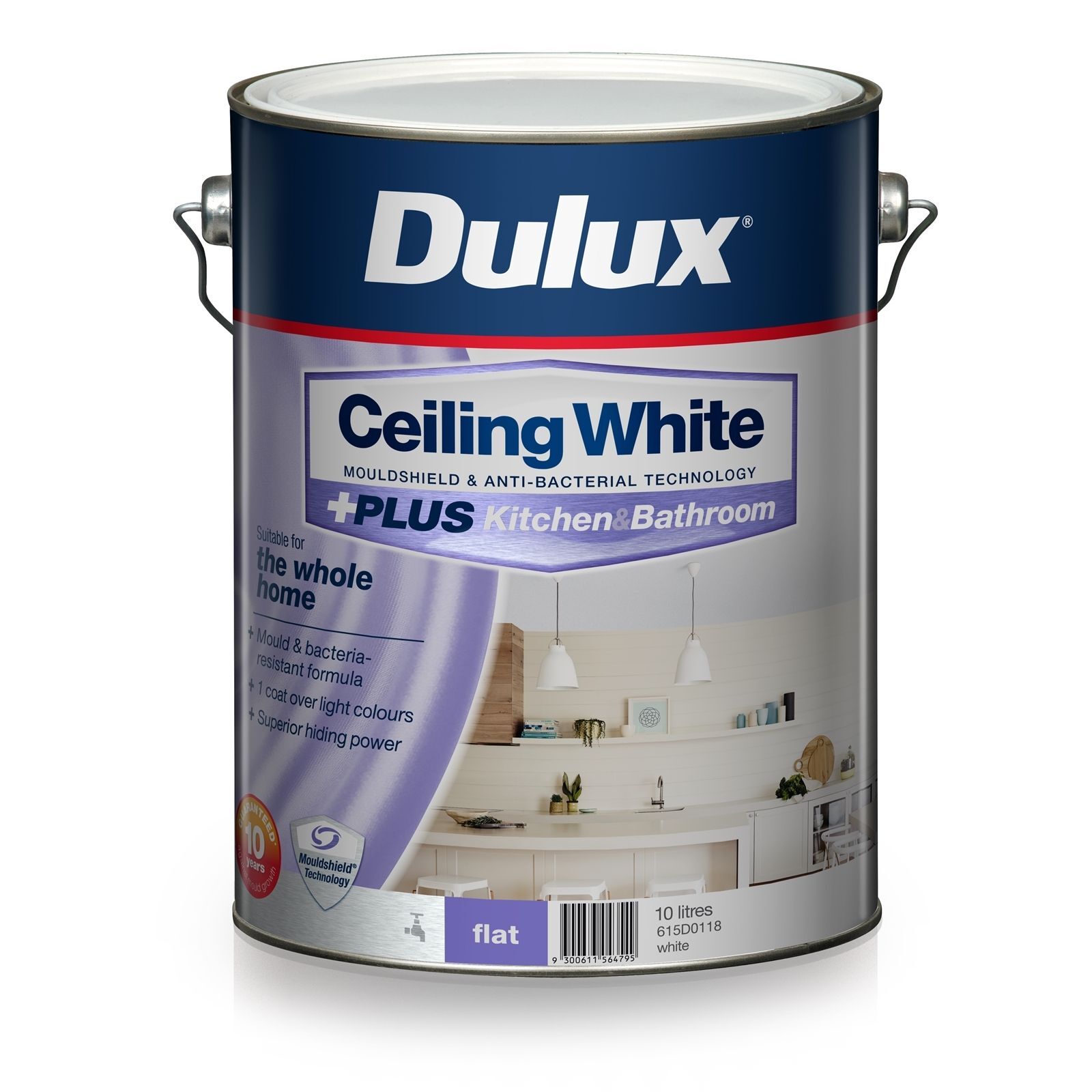 Dulux 10L White Ceiling +PLUS Kitchen And Bathroom Paint